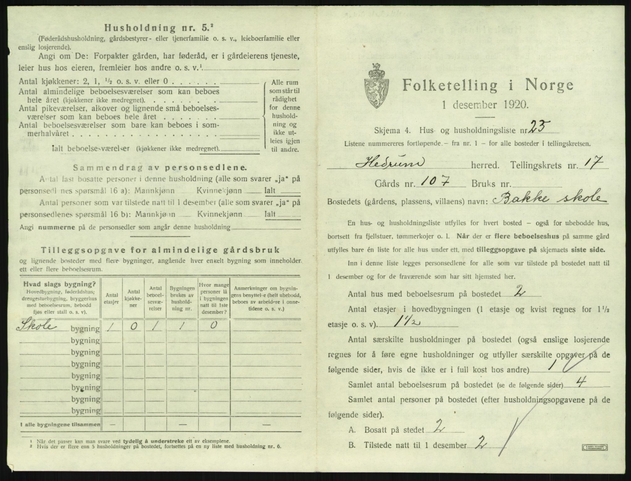 SAKO, 1920 census for Hedrum, 1920, p. 1561