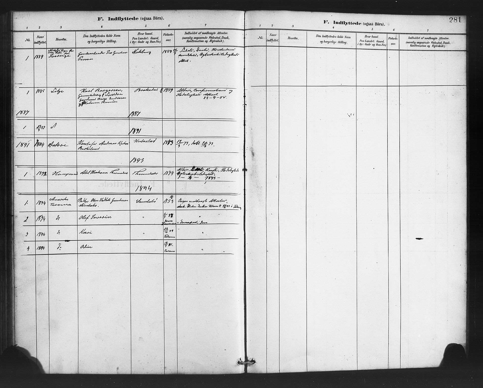 Finnås sokneprestembete, SAB/A-99925/H/Ha/Haa/Haac/L0001: Parish register (official) no. C 1, 1881-1894, p. 281