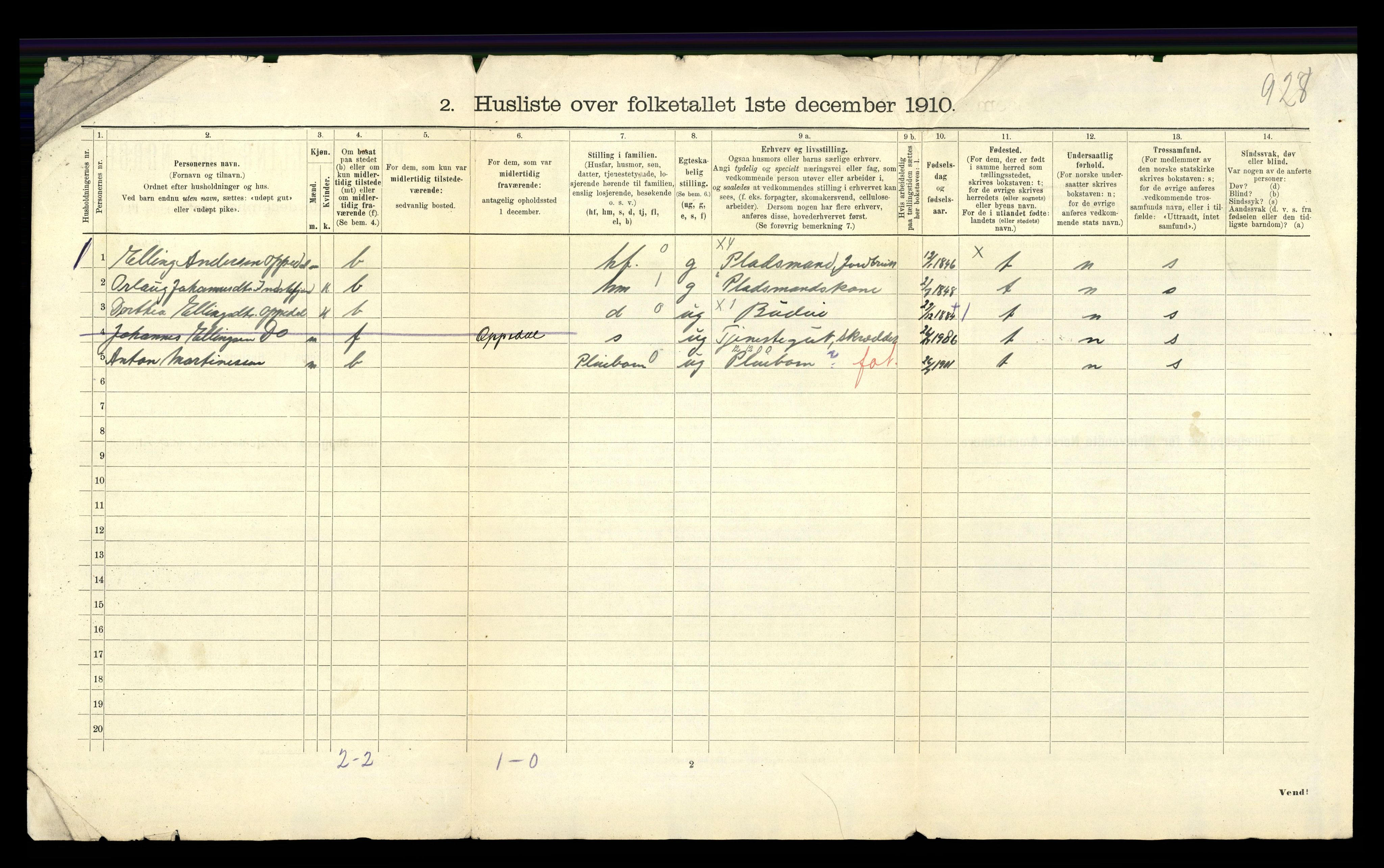 RA, 1910 census for Brekke, 1910, p. 26