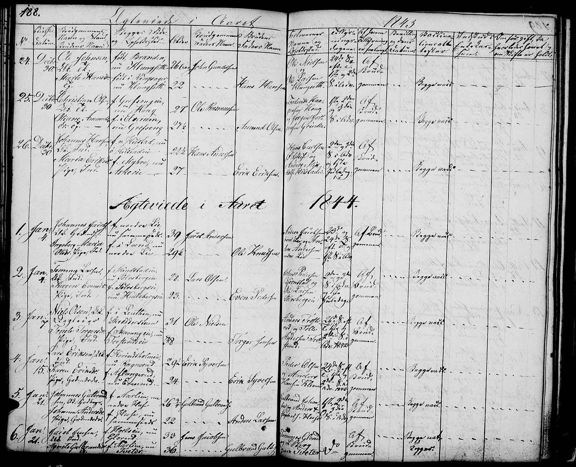 Nes prestekontor, Hedmark, SAH/PREST-020/L/La/L0004: Parish register (copy) no. 4, 1832-1861, p. 188