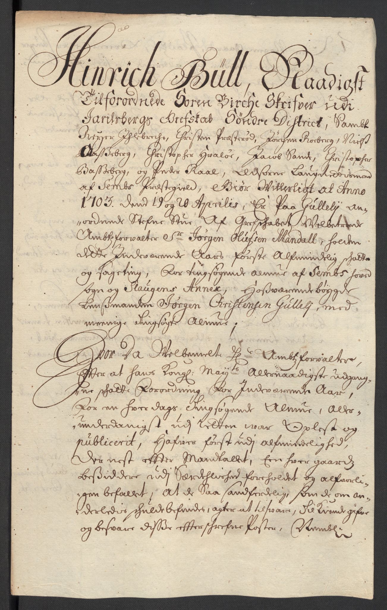 Rentekammeret inntil 1814, Reviderte regnskaper, Fogderegnskap, AV/RA-EA-4092/R32/L1871: Fogderegnskap Jarlsberg grevskap, 1703-1705, p. 32