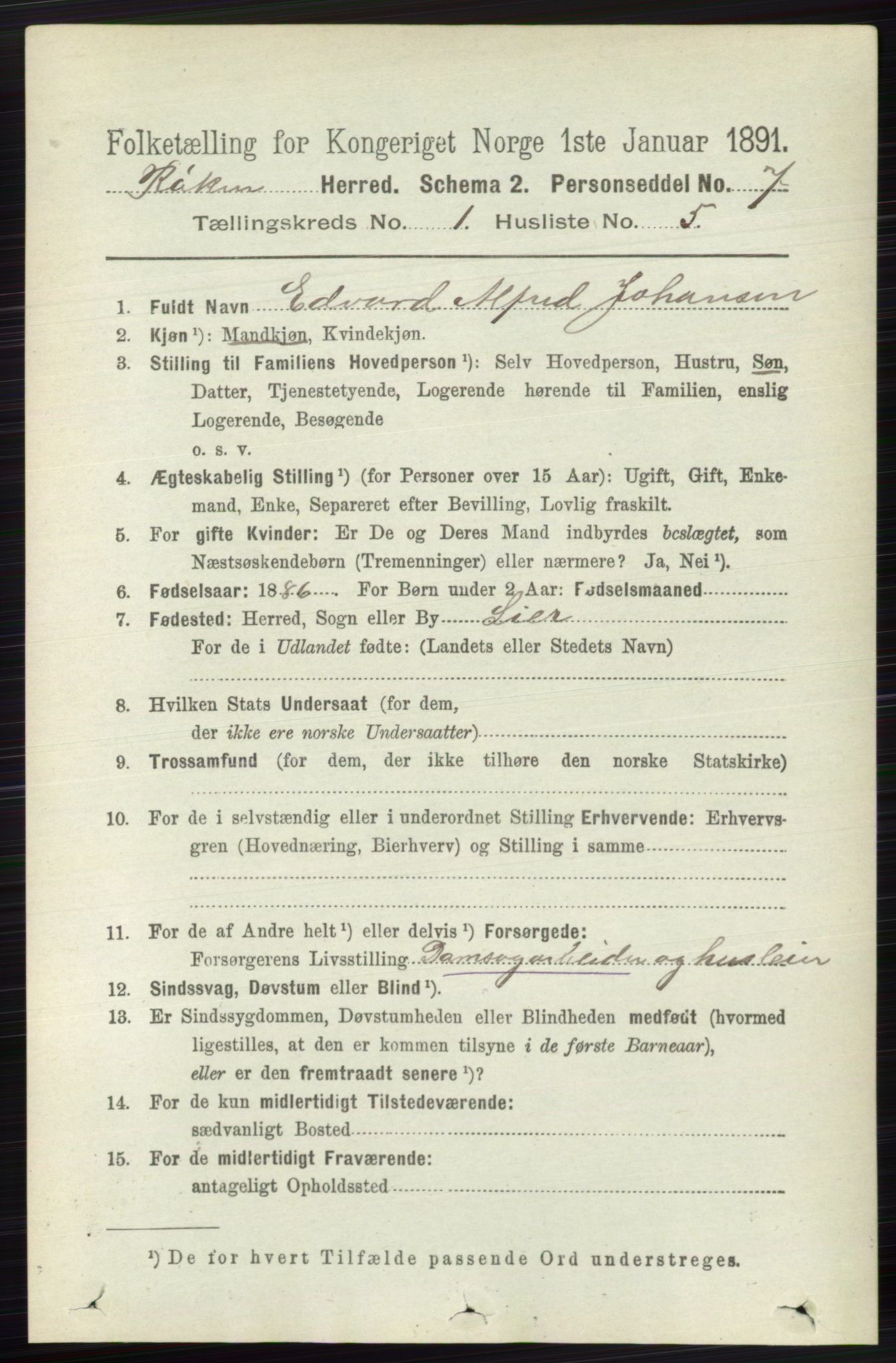 RA, 1891 census for 0627 Røyken, 1891, p. 128