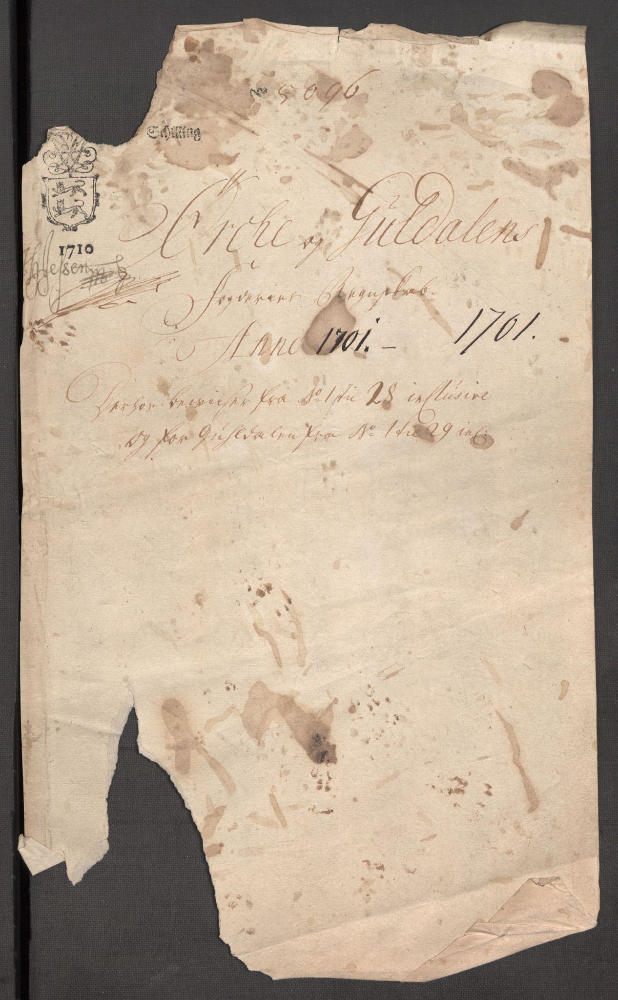 Rentekammeret inntil 1814, Reviderte regnskaper, Fogderegnskap, AV/RA-EA-4092/R60/L3951: Fogderegnskap Orkdal og Gauldal, 1701, p. 208