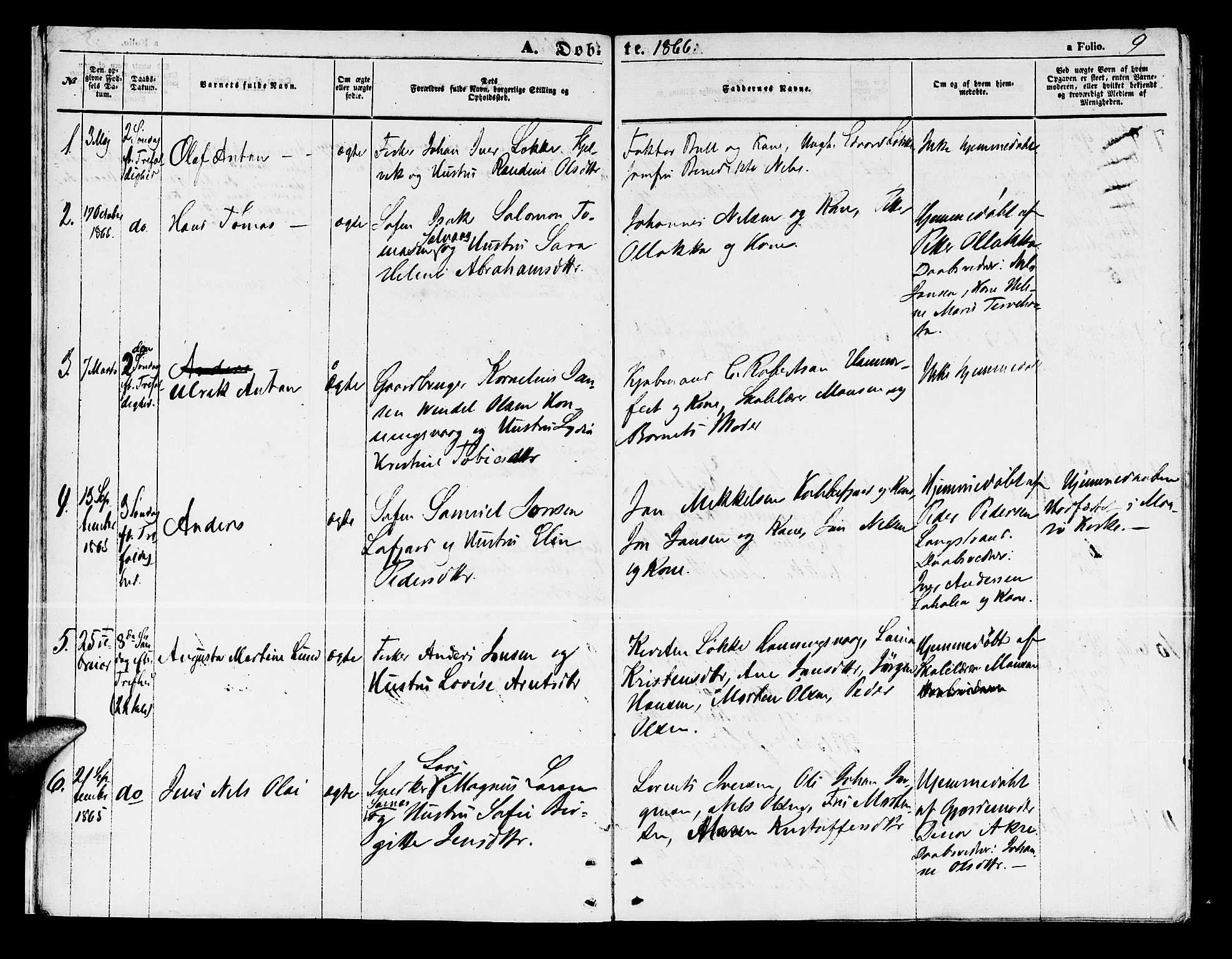 Måsøy sokneprestkontor, SATØ/S-1348/H/Hb/L0003klokker: Parish register (copy) no. 3, 1861-1886, p. 9
