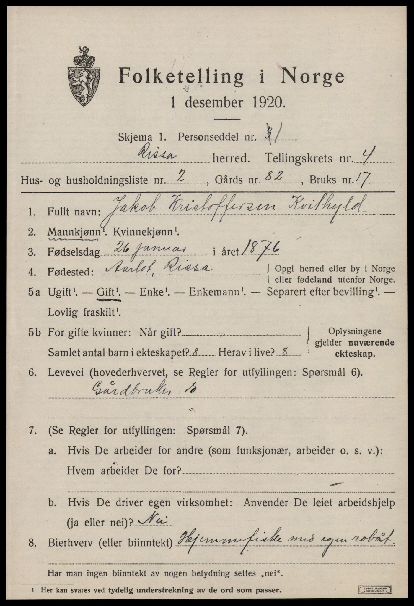 SAT, 1920 census for Rissa, 1920, p. 2953