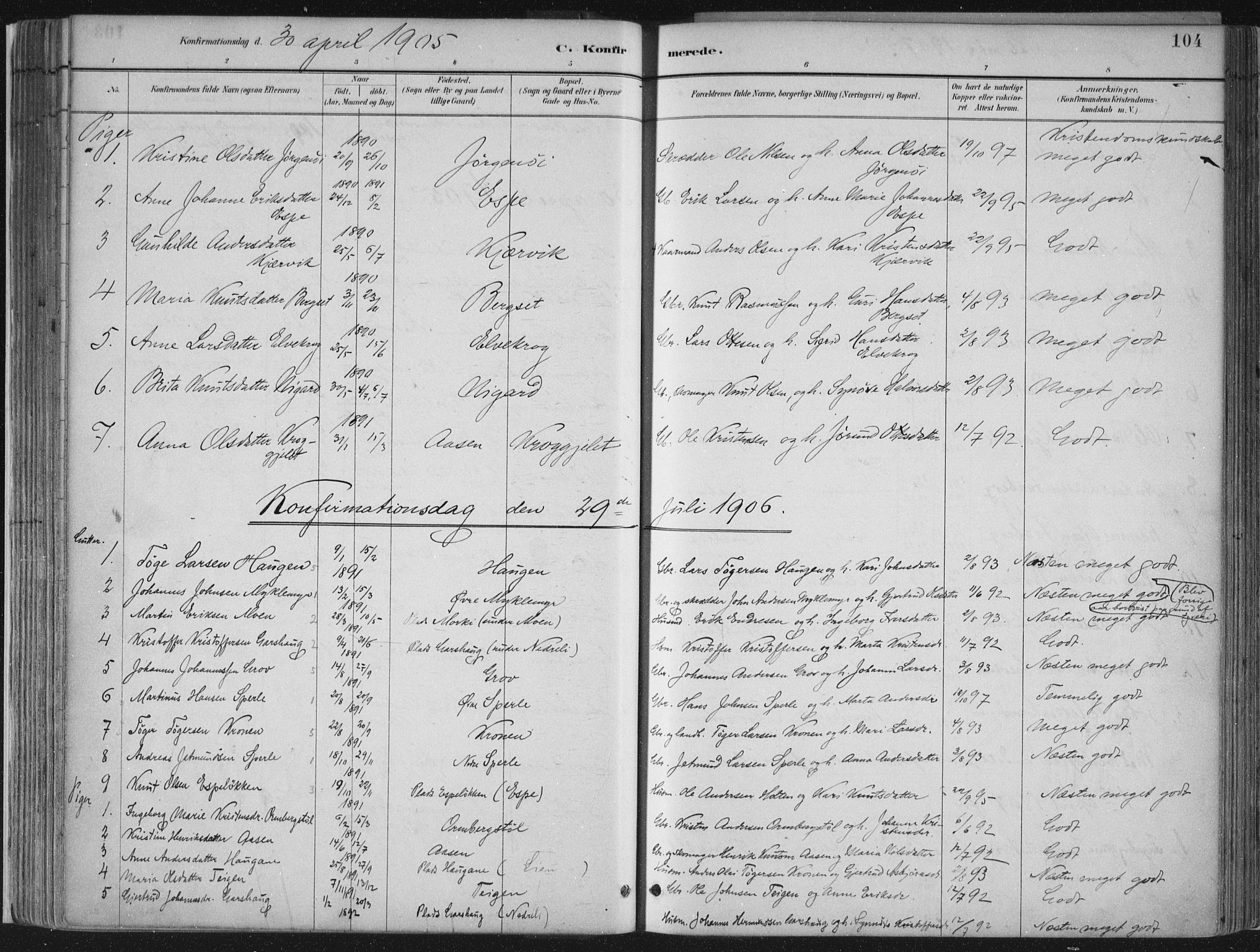 Jostedal sokneprestembete, AV/SAB-A-80601/H/Haa/Haab/L0001: Parish register (official) no. B 1, 1887-1914, p. 104