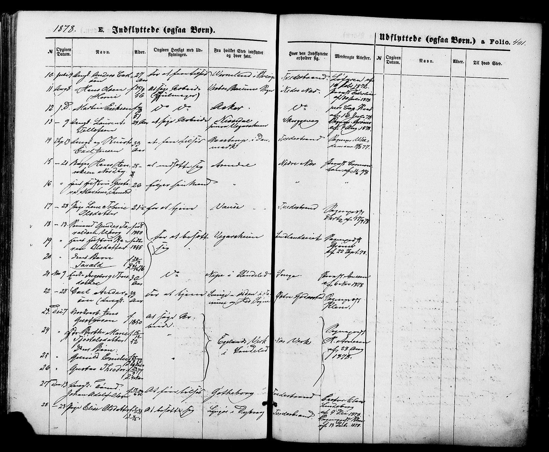 Holt sokneprestkontor, AV/SAK-1111-0021/F/Fa/L0010: Parish register (official) no. A 10, 1872-1885, p. 401