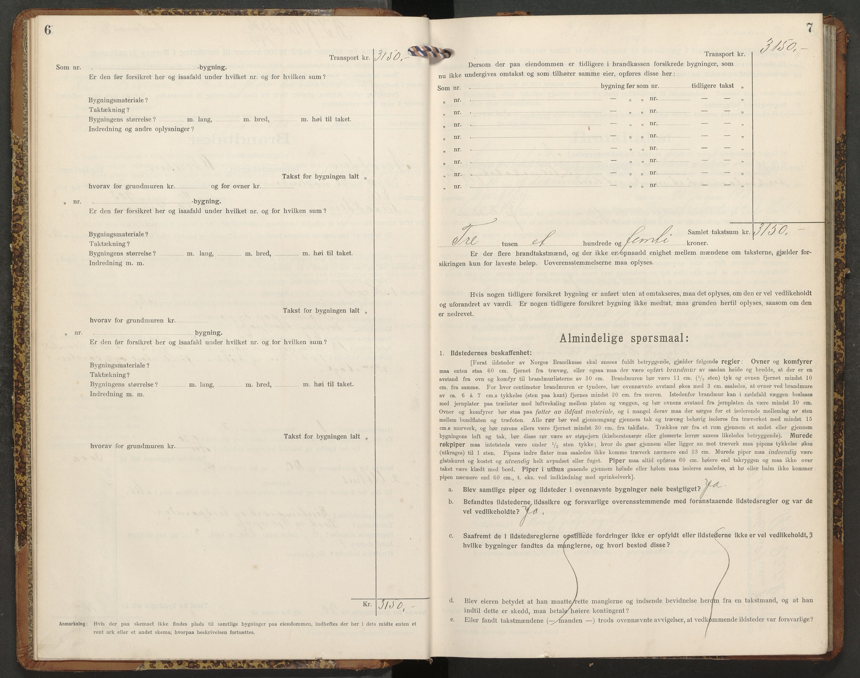 Norges brannkasse, branntakster Nesodden, AV/SAO-A-11393/F/Fb/L0003: Branntakstprotokoll, 1914-1917