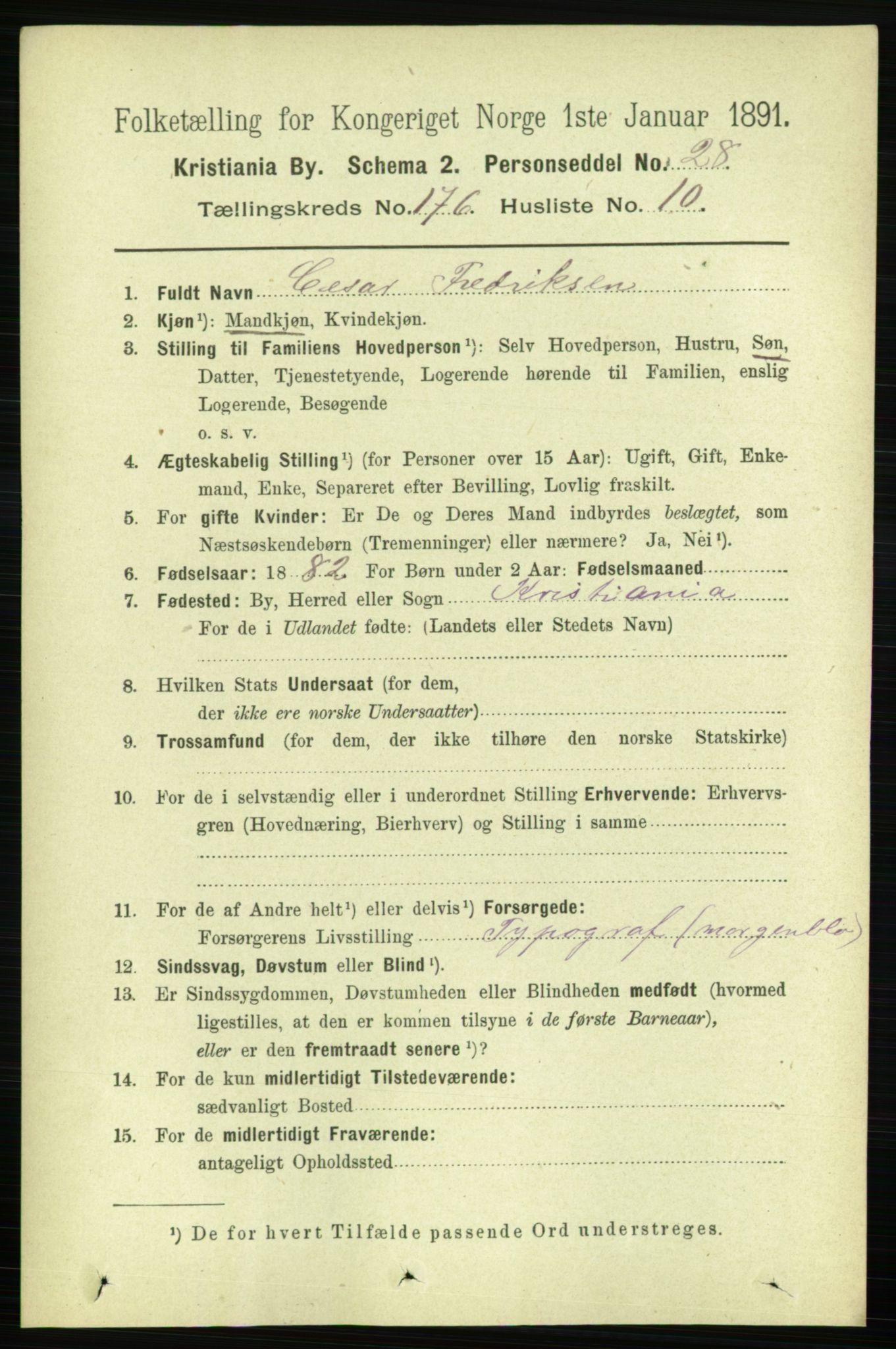 RA, 1891 census for 0301 Kristiania, 1891, p. 105934