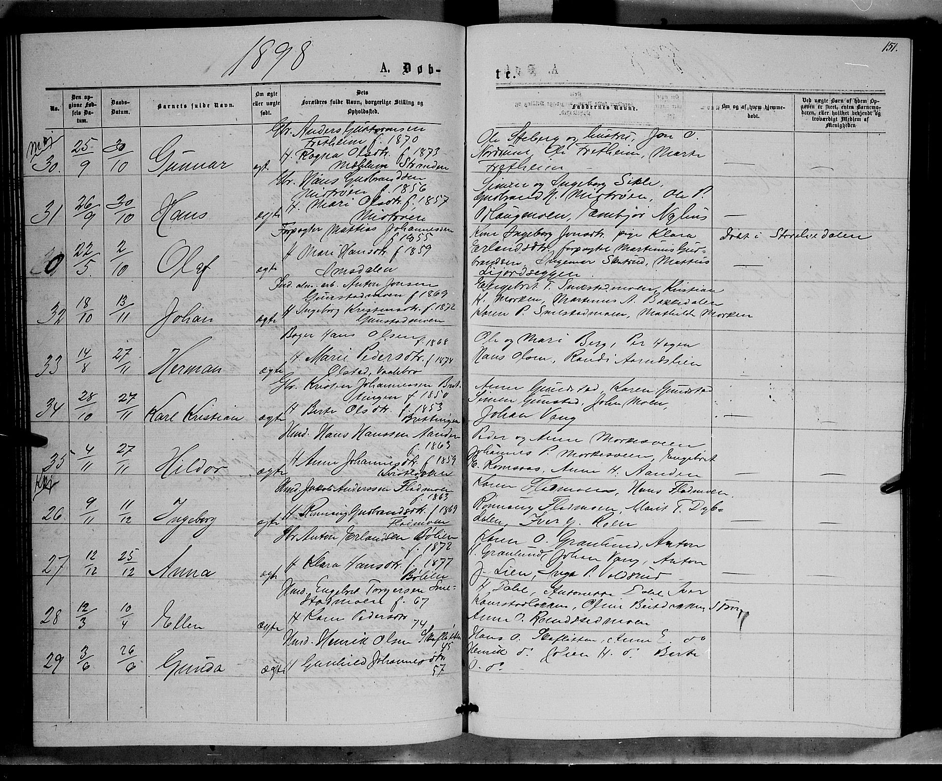 Ringebu prestekontor, AV/SAH-PREST-082/H/Ha/Hab/L0006: Parish register (copy) no. 6, 1880-1898, p. 151