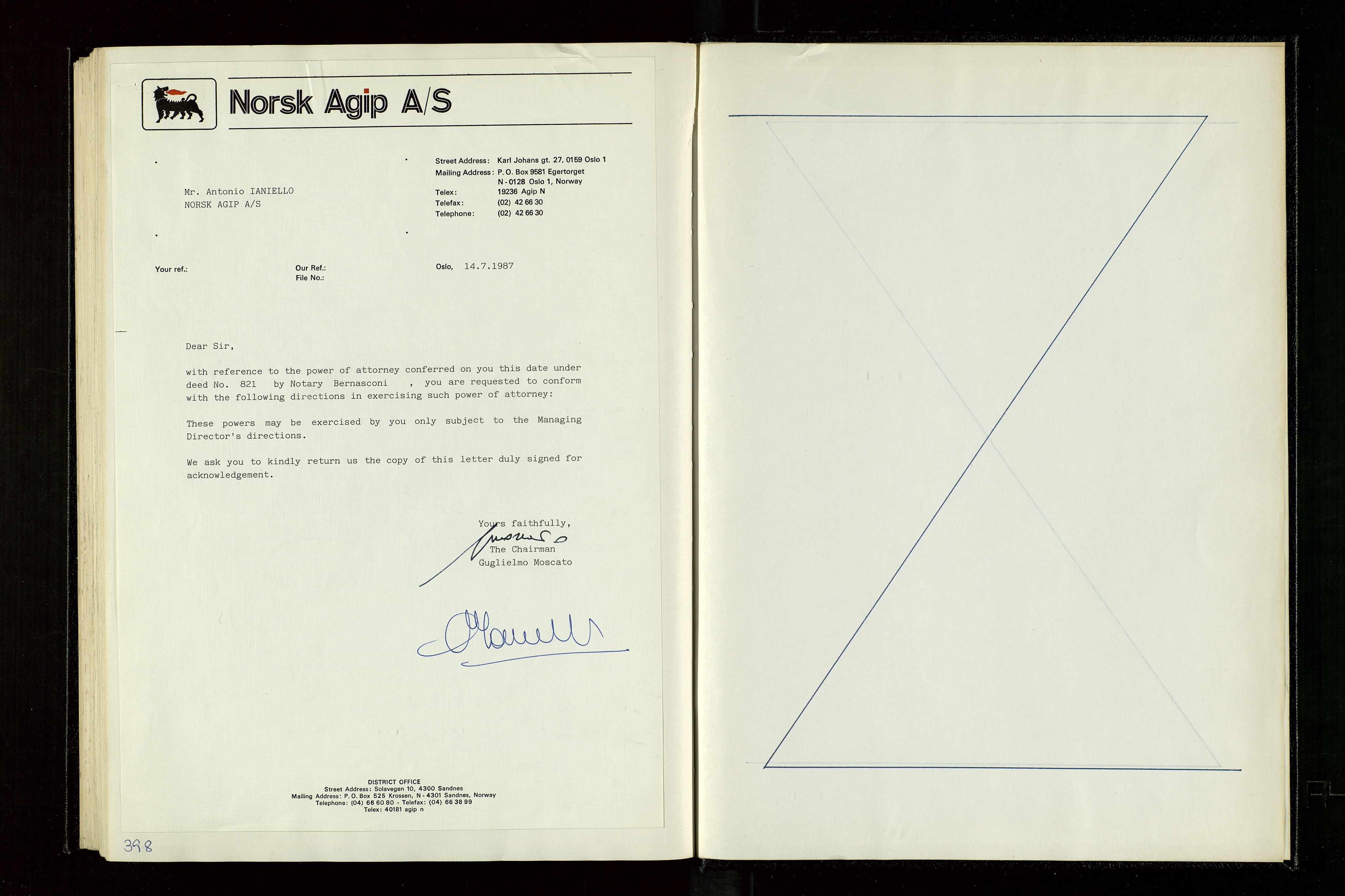 Pa 1583 - Norsk Agip AS, AV/SAST-A-102138/A/Aa/L0003: Board of Directors meeting minutes, 1979-1983, p. 398-399