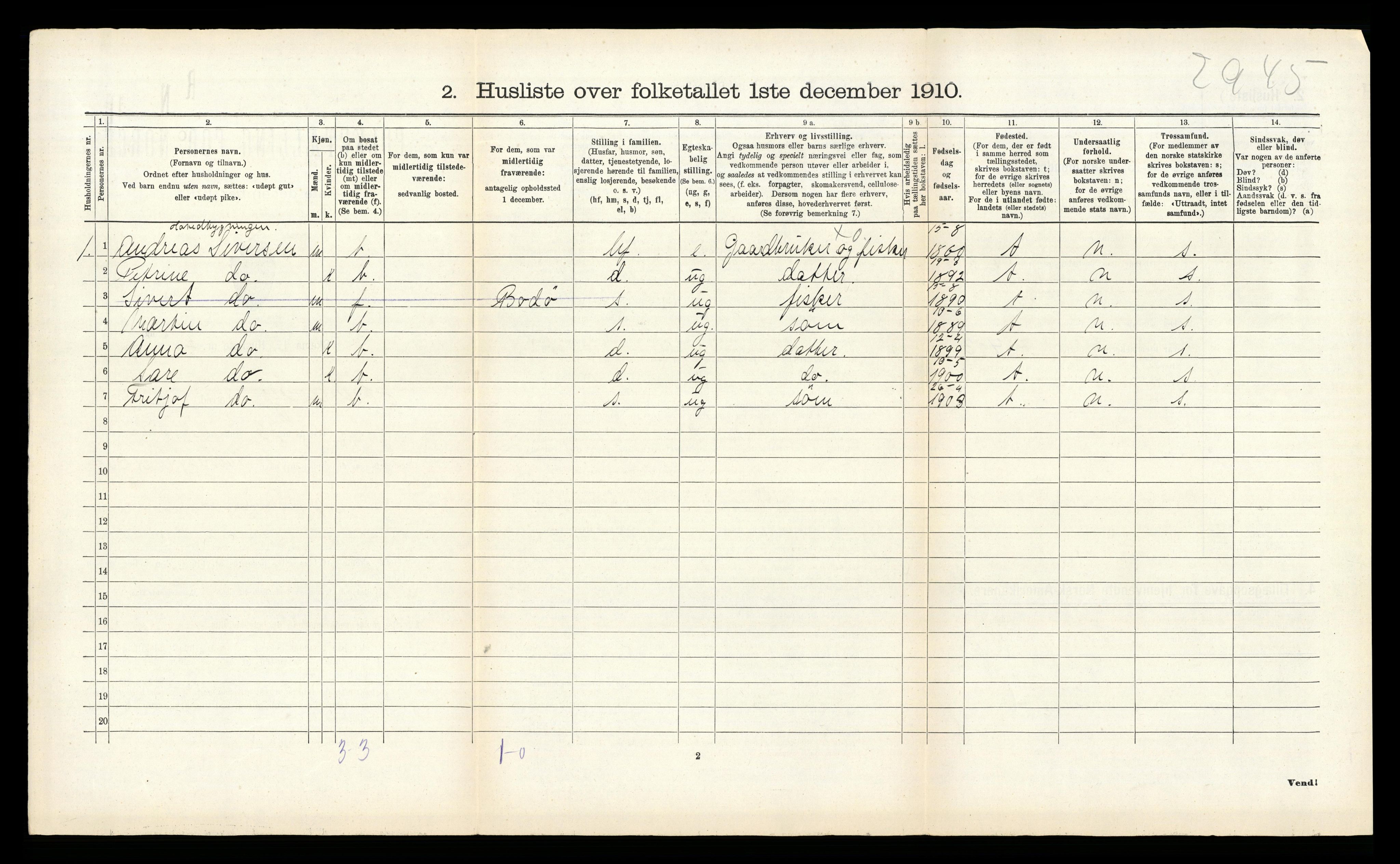 RA, 1910 census for Hamarøy, 1910, p. 835