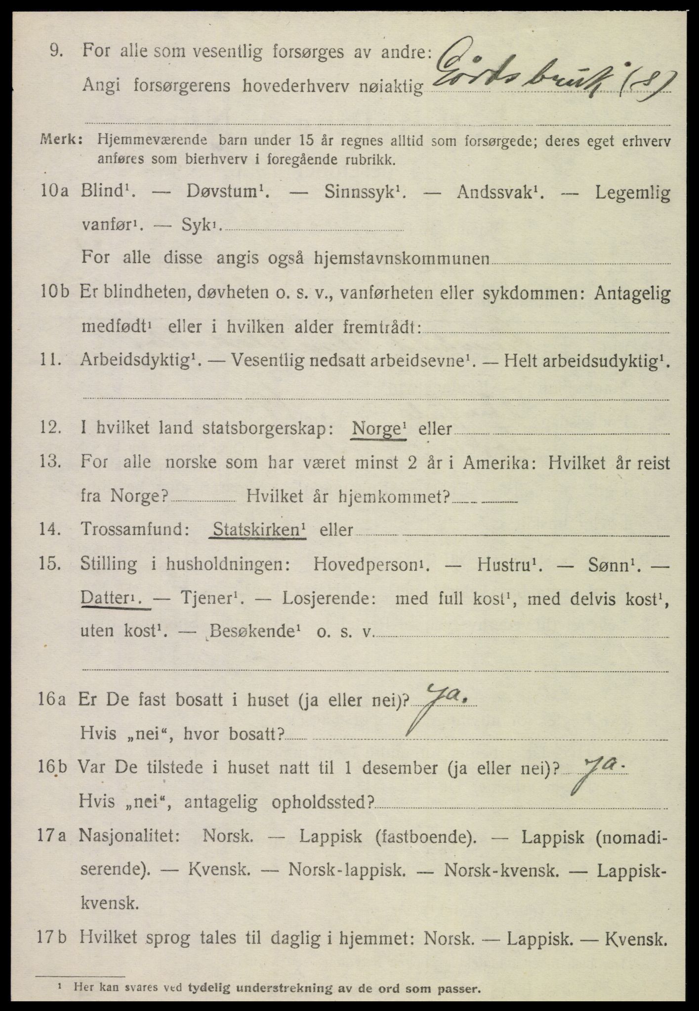 SAT, 1920 census for Sørli, 1920, p. 796