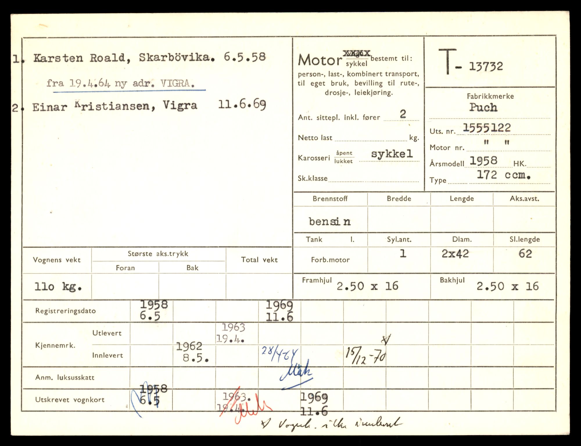 Møre og Romsdal vegkontor - Ålesund trafikkstasjon, AV/SAT-A-4099/F/Fe/L0041: Registreringskort for kjøretøy T 13710 - T 13905, 1927-1998, p. 373