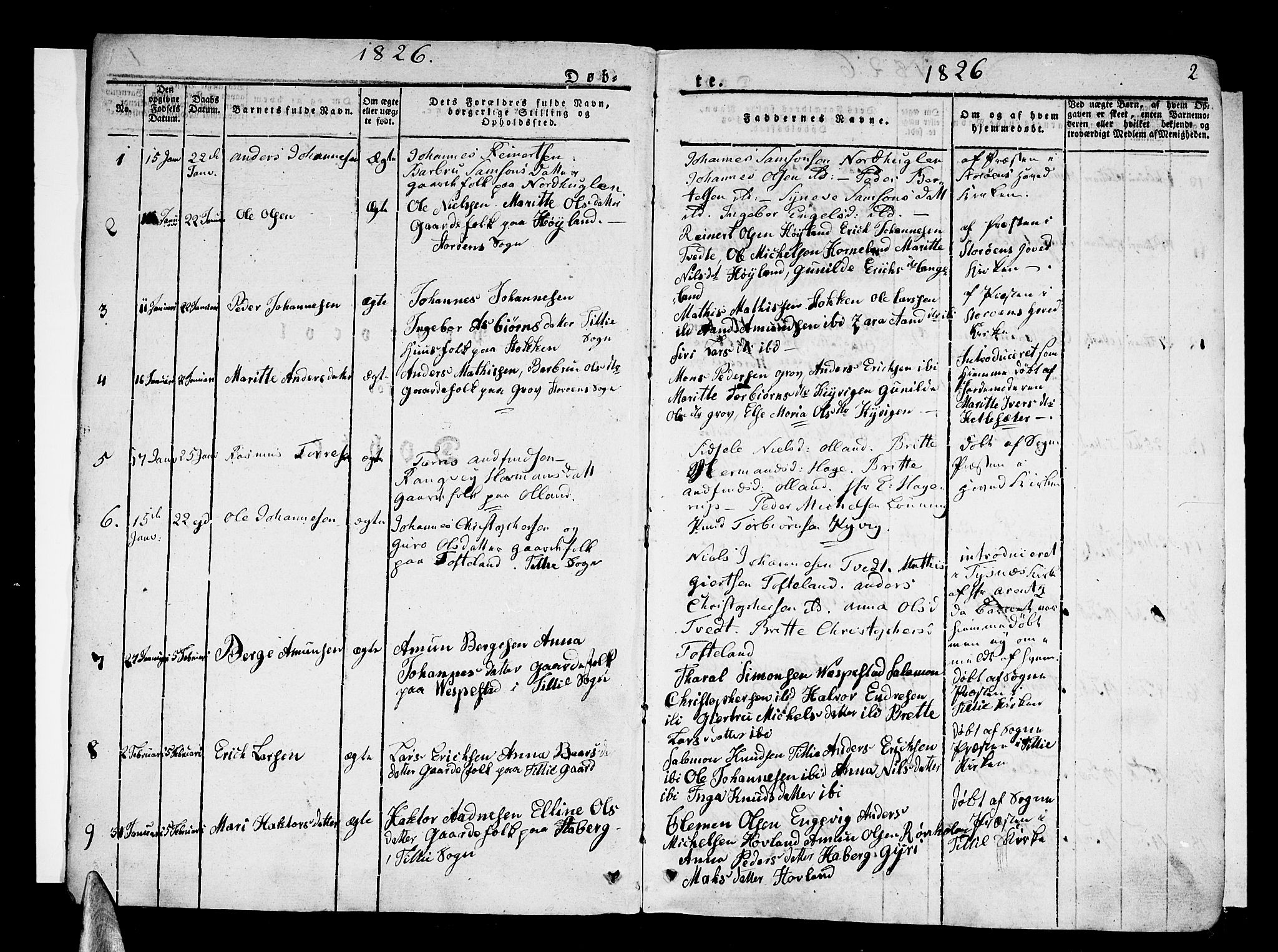 Stord sokneprestembete, SAB/A-78201/H/Haa: Parish register (official) no. A 6, 1826-1840, p. 2