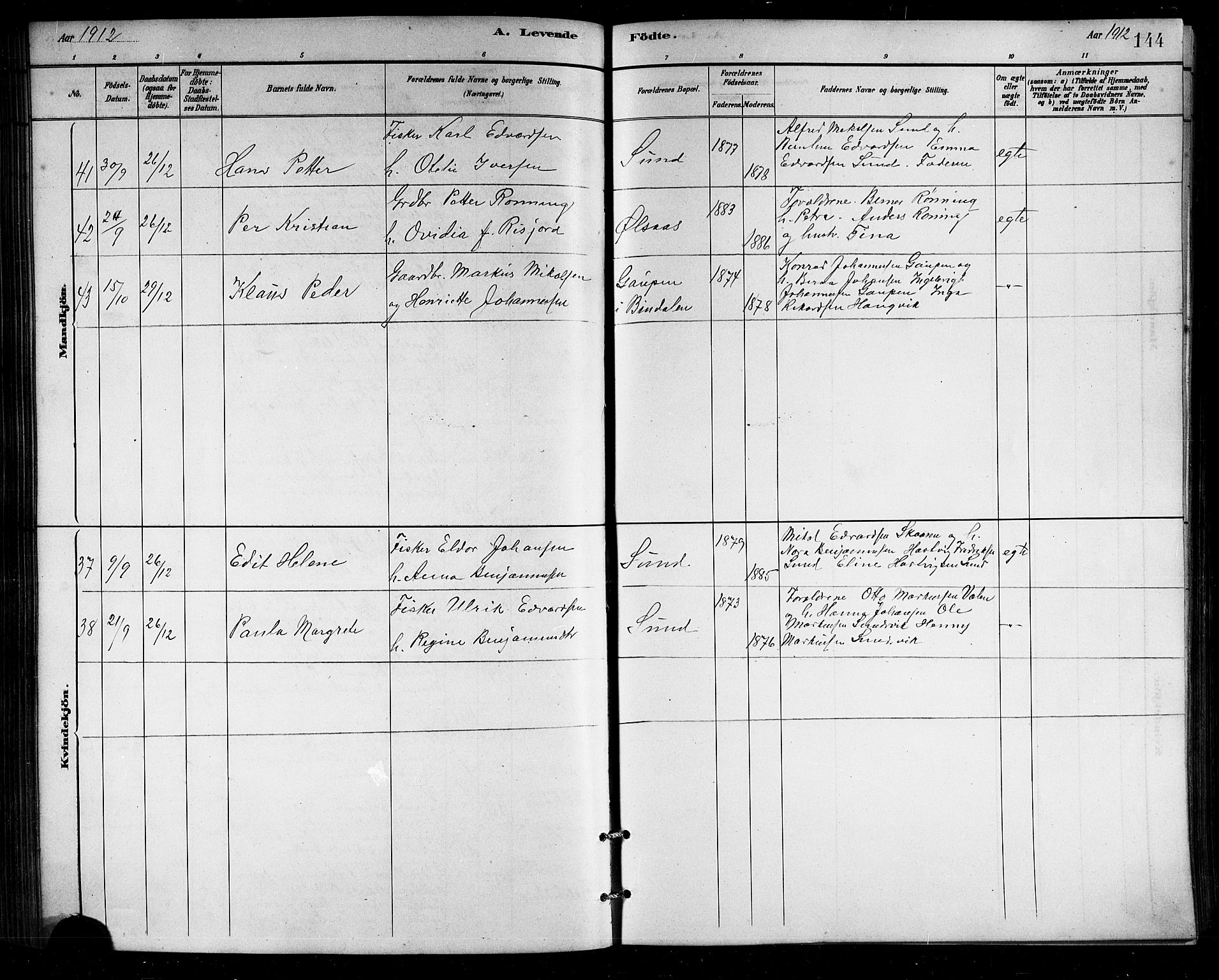 Ministerialprotokoller, klokkerbøker og fødselsregistre - Nordland, SAT/A-1459/812/L0188: Parish register (copy) no. 812C06, 1884-1912, p. 144