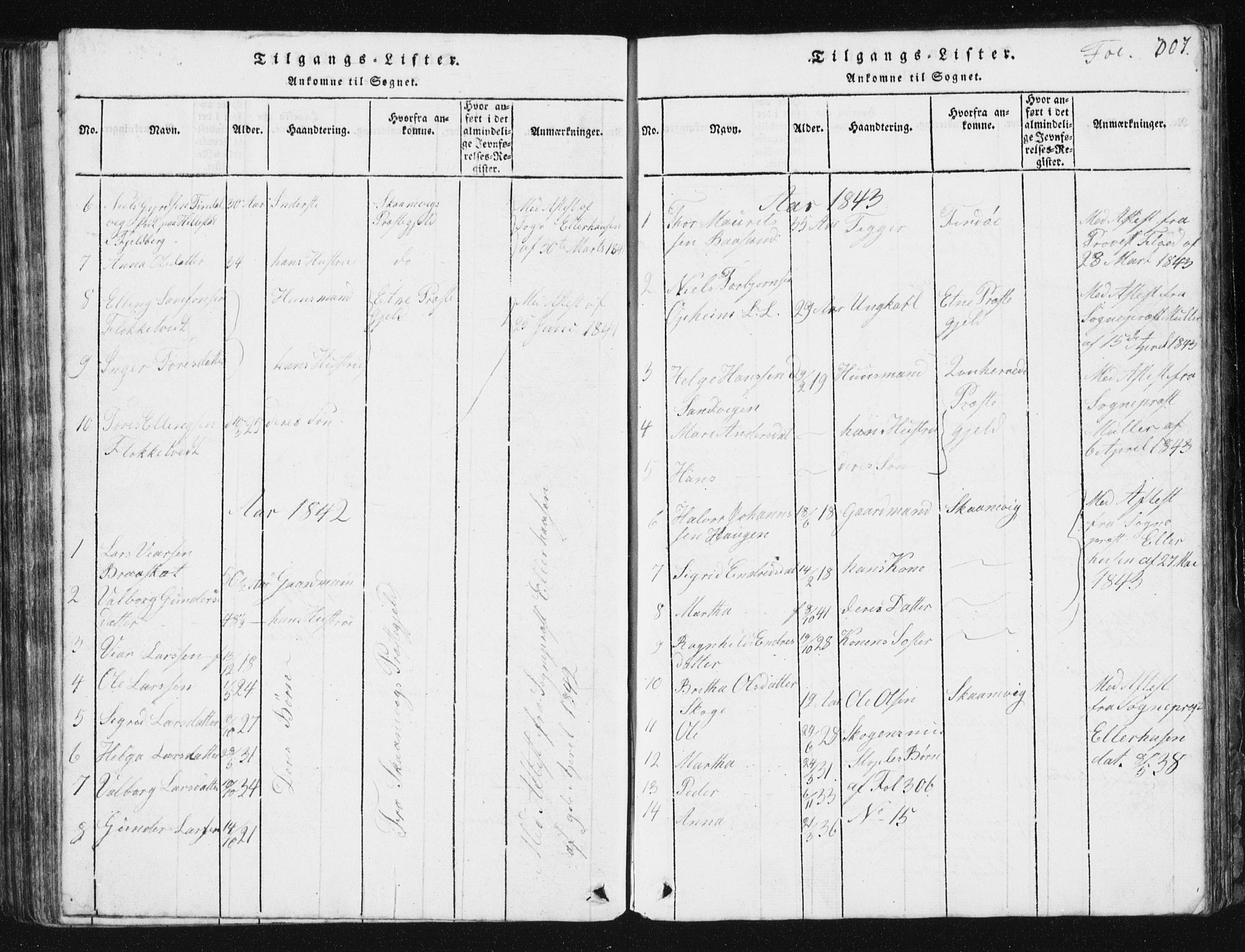 Vikedal sokneprestkontor, SAST/A-101840/01/V: Parish register (copy) no. B 2, 1816-1863, p. 307
