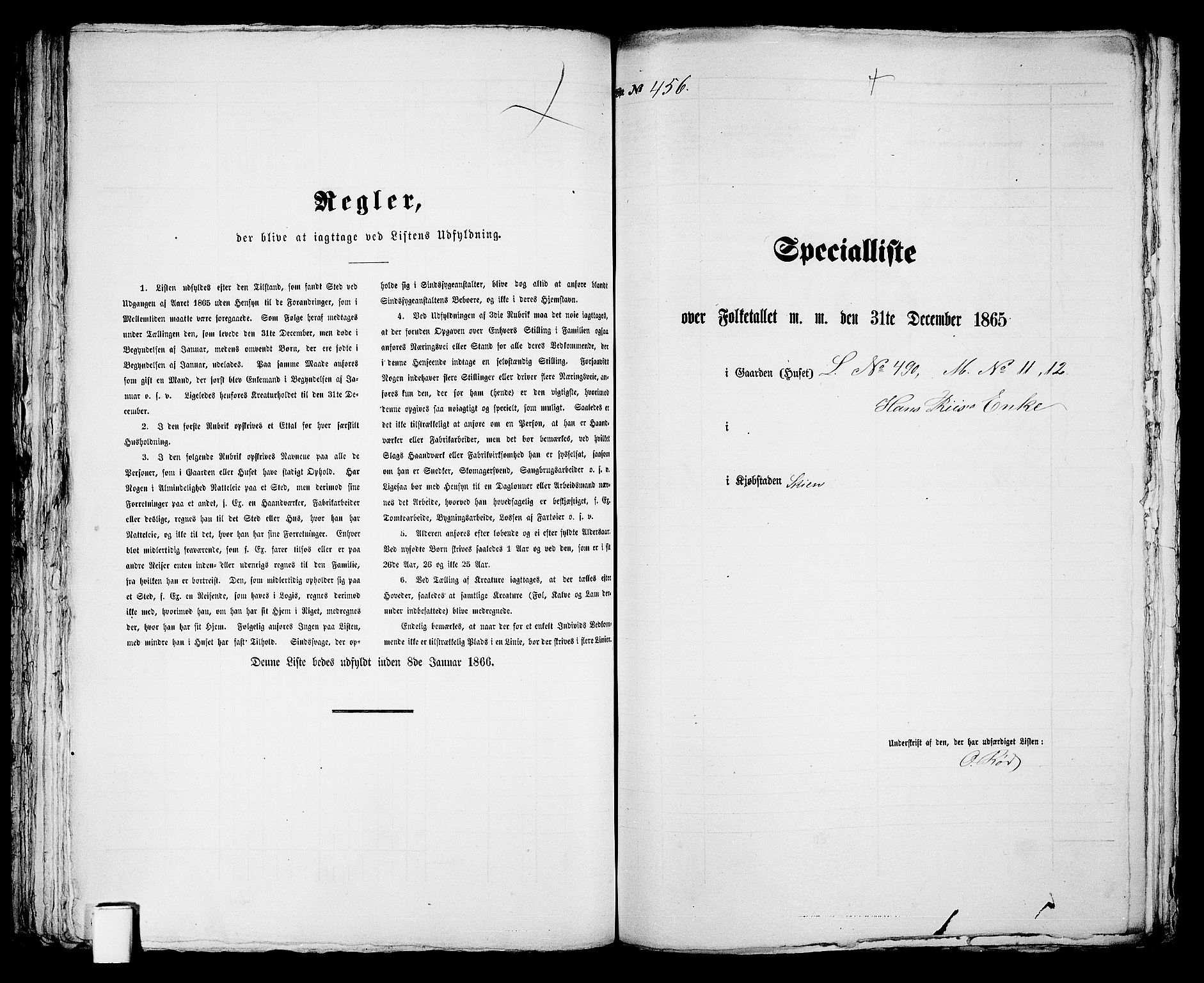 RA, 1865 census for Skien, 1865, p. 937