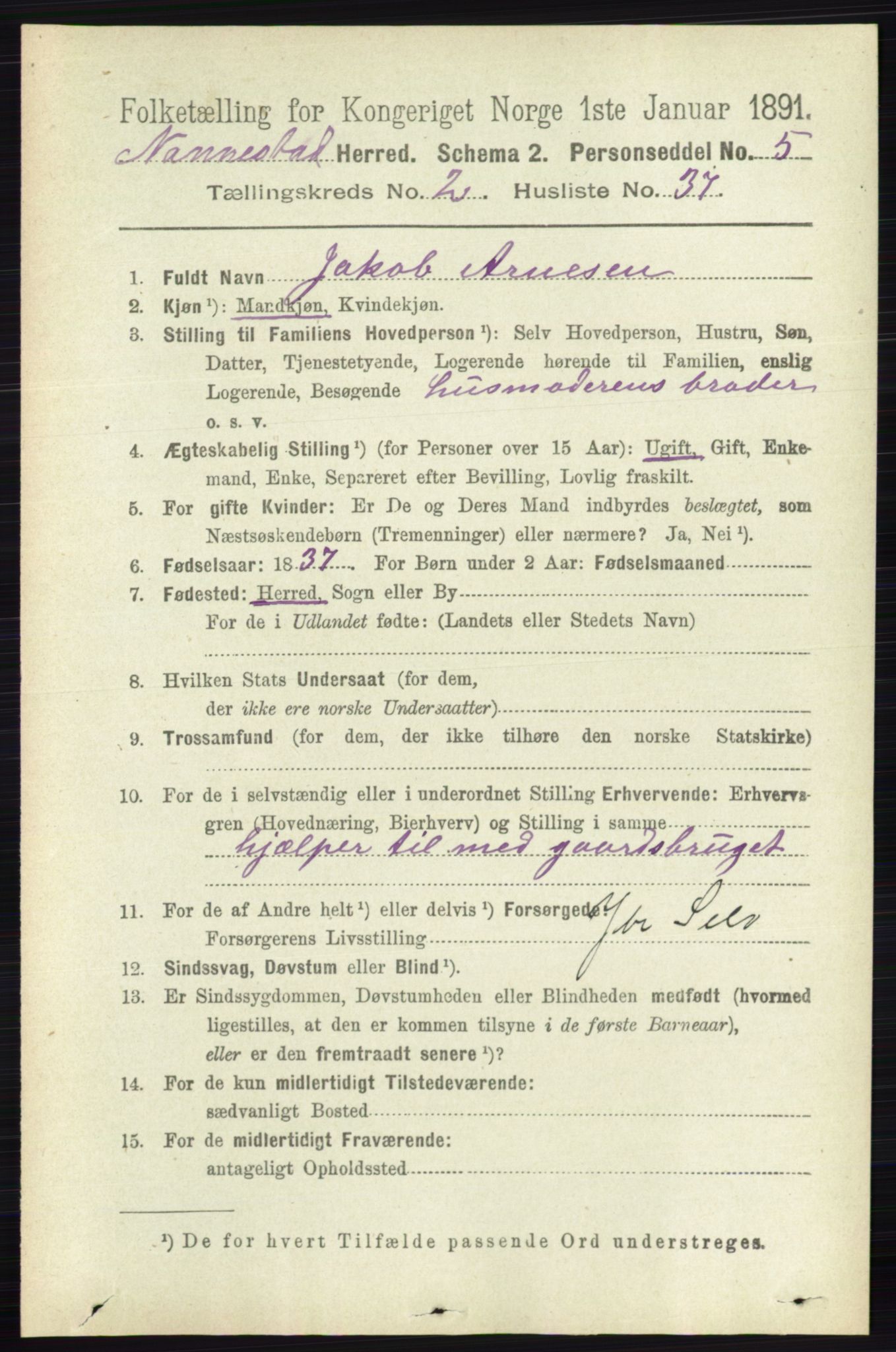 RA, 1891 census for 0238 Nannestad, 1891, p. 1092