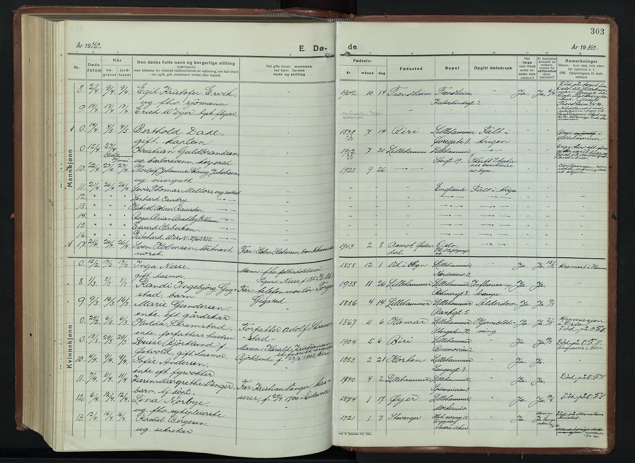 Lillehammer prestekontor, SAH/PREST-088/H/Ha/Hab/L0003: Parish register (copy) no. 3, 1927-1943, p. 303