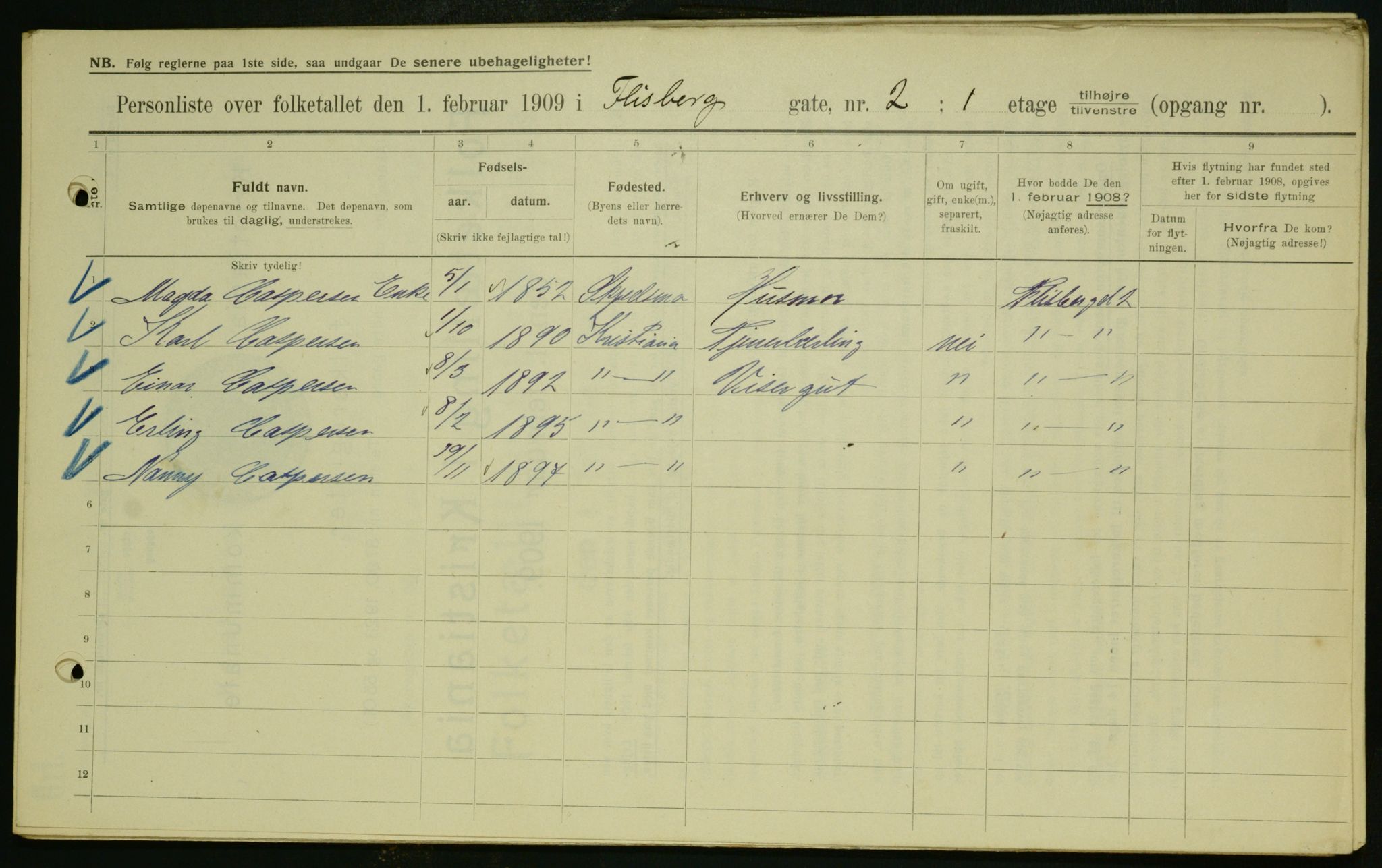 OBA, Municipal Census 1909 for Kristiania, 1909, p. 22229