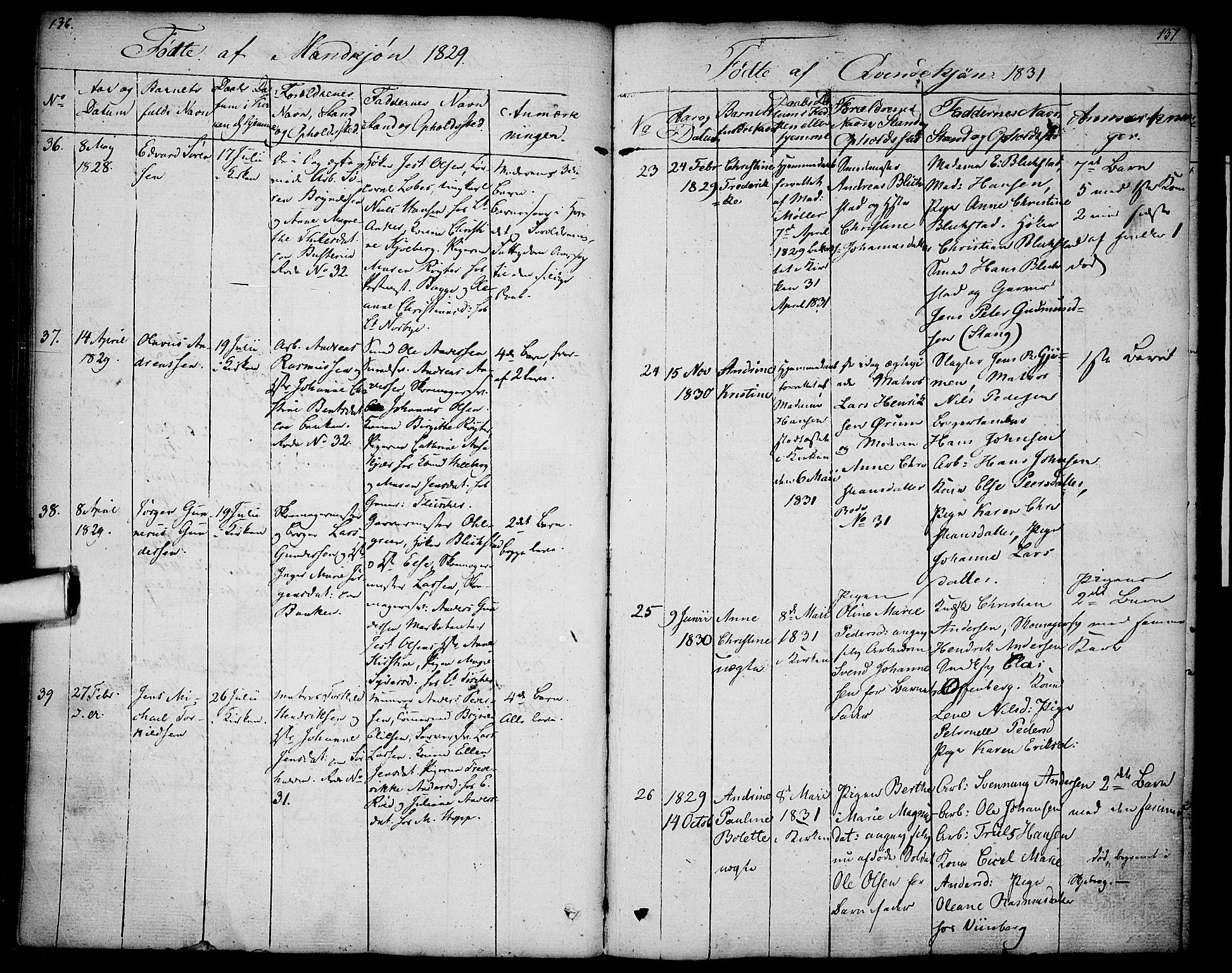 Halden prestekontor Kirkebøker, AV/SAO-A-10909/F/Fa/L0004: Parish register (official) no. I 4, 1823-1834, p. 136-137