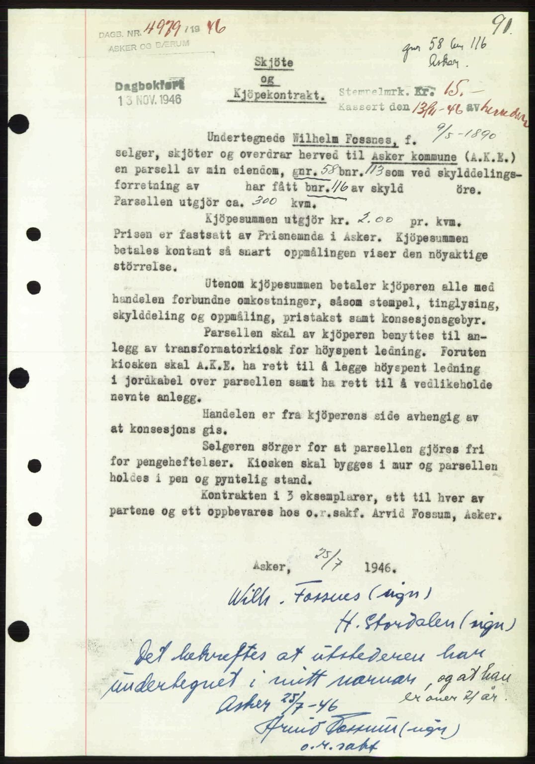 Aker herredsskriveri, AV/SAO-A-10896/G/Gb/Gbb/Gbbb/L0036: Mortgage book no. A82, 1946-1947, Diary no: : 4979/1946