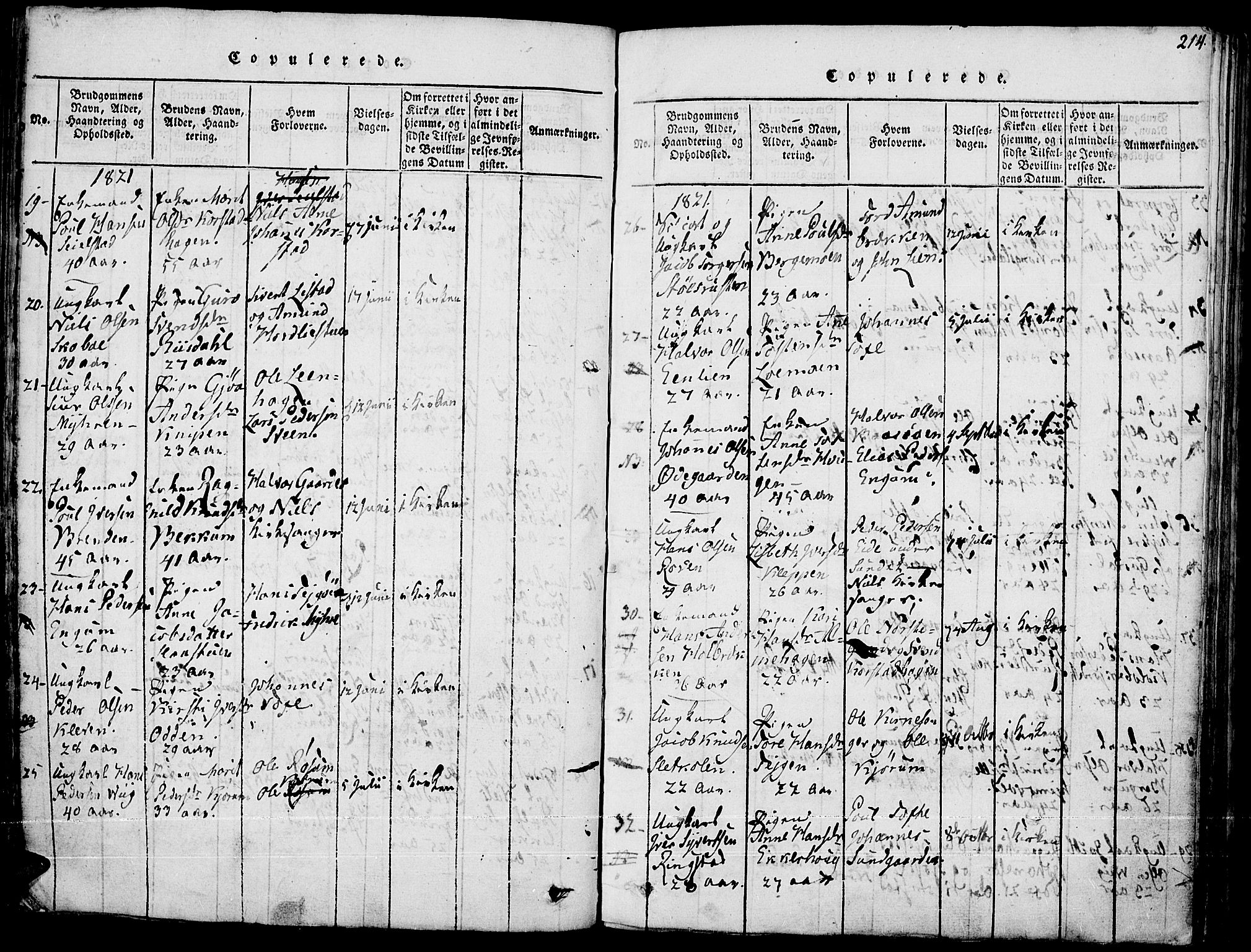 Fron prestekontor, SAH/PREST-078/H/Ha/Haa/L0002: Parish register (official) no. 2, 1816-1827, p. 214