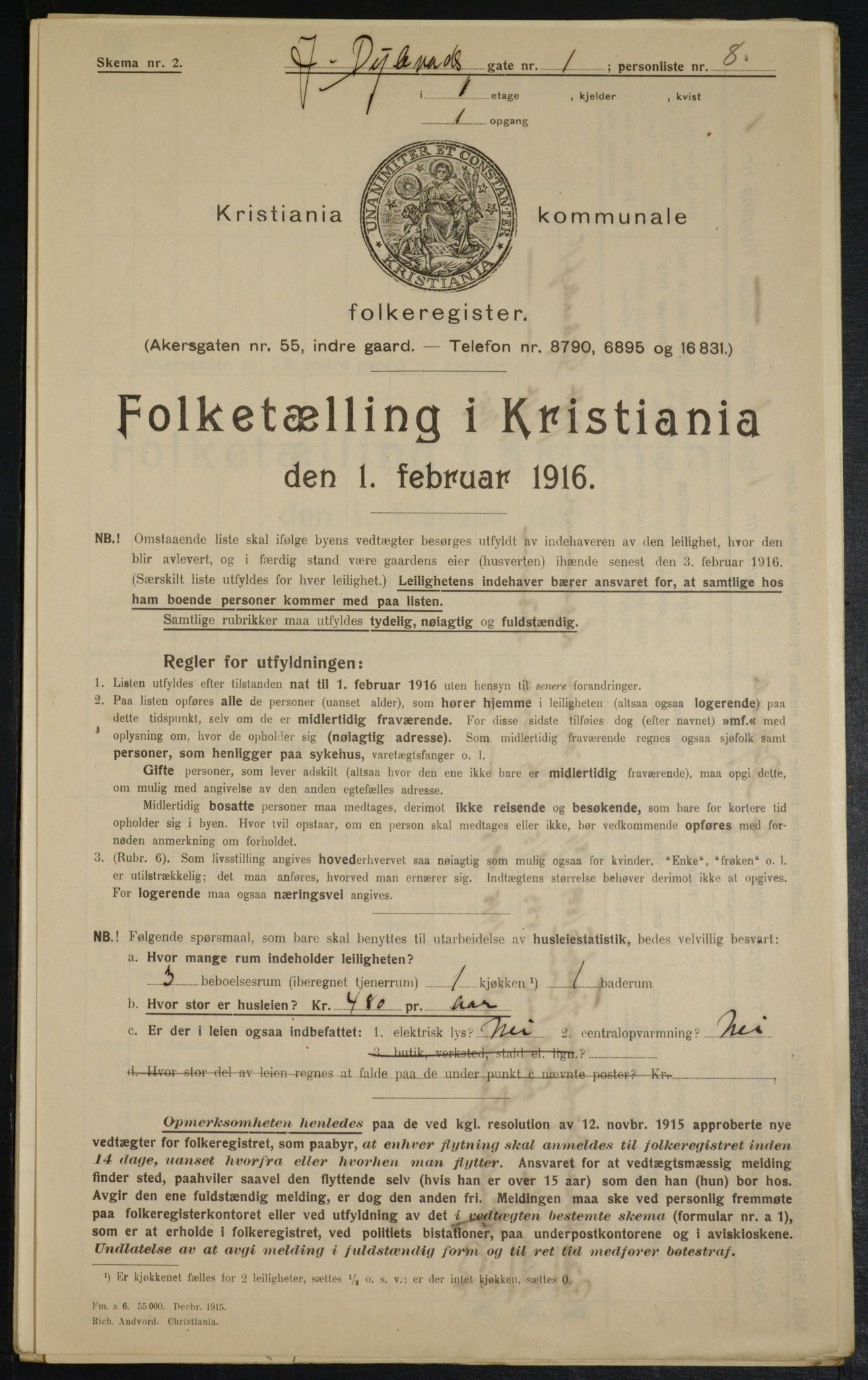 OBA, Municipal Census 1916 for Kristiania, 1916, p. 17532