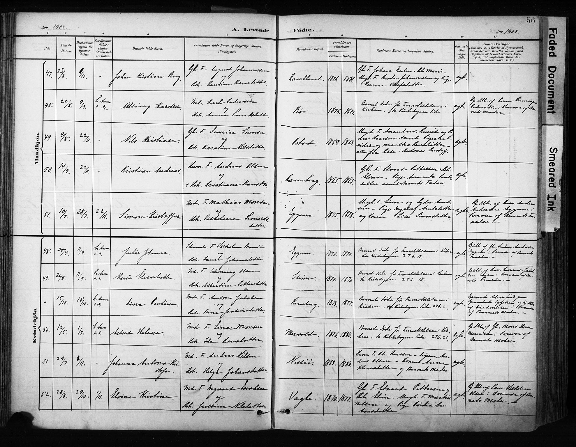 Ministerialprotokoller, klokkerbøker og fødselsregistre - Nordland, AV/SAT-A-1459/880/L1134: Parish register (official) no. 880A08, 1899-1908, p. 56