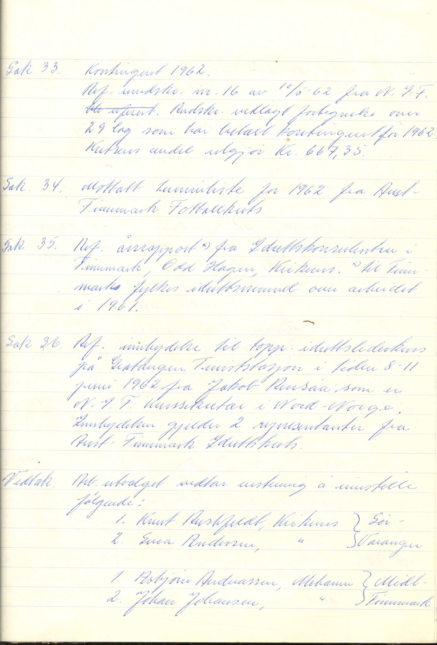 Aust-Finnmark Idrettskrets , FMFB/A-1041/A/L0005: Møteprotokoll for styre, ting og arbeidsutvalg, 1958-1963, p. 162