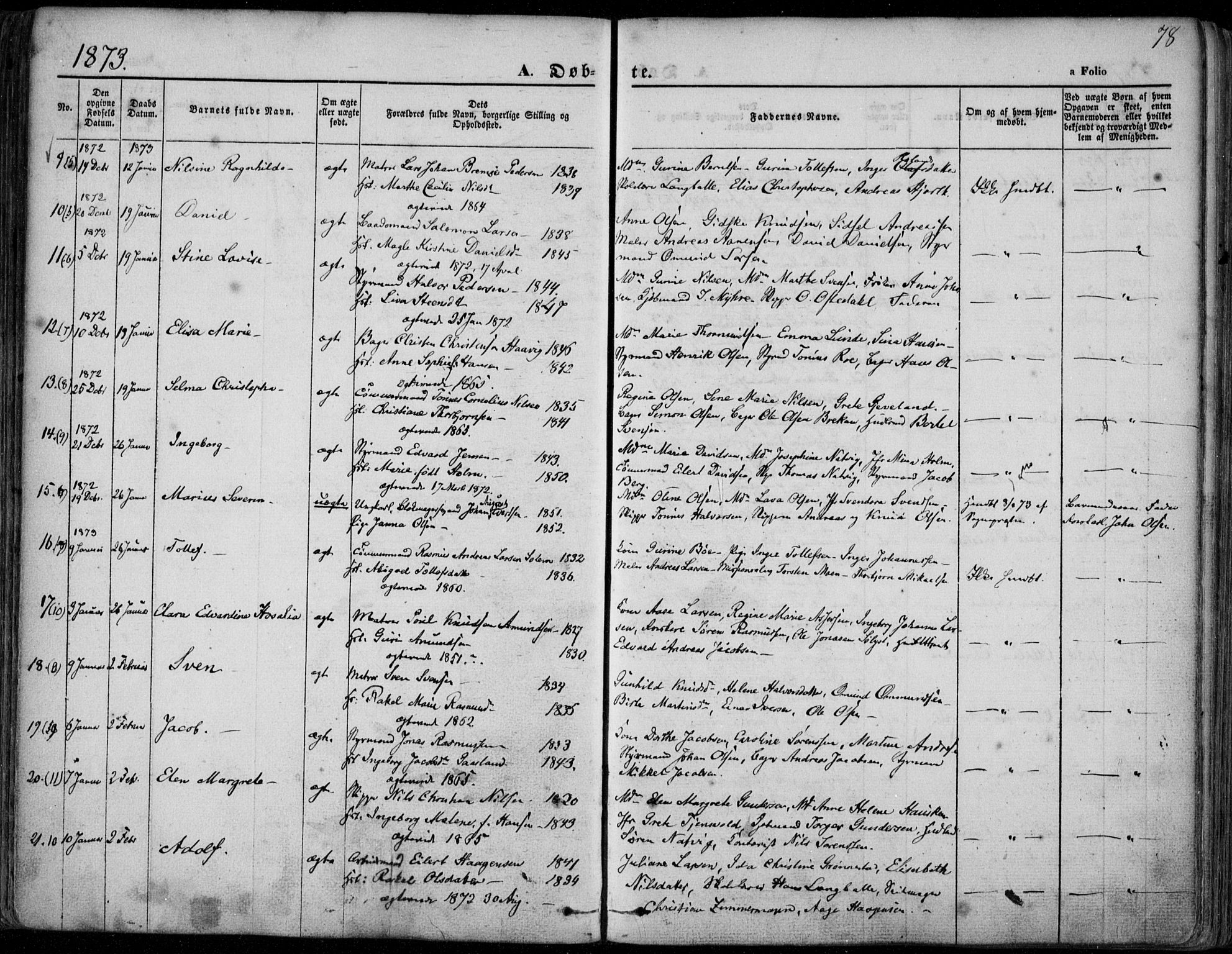 Domkirken sokneprestkontor, AV/SAST-A-101812/001/30/30BA/L0022: Parish register (official) no. A 21, 1868-1877, p. 78