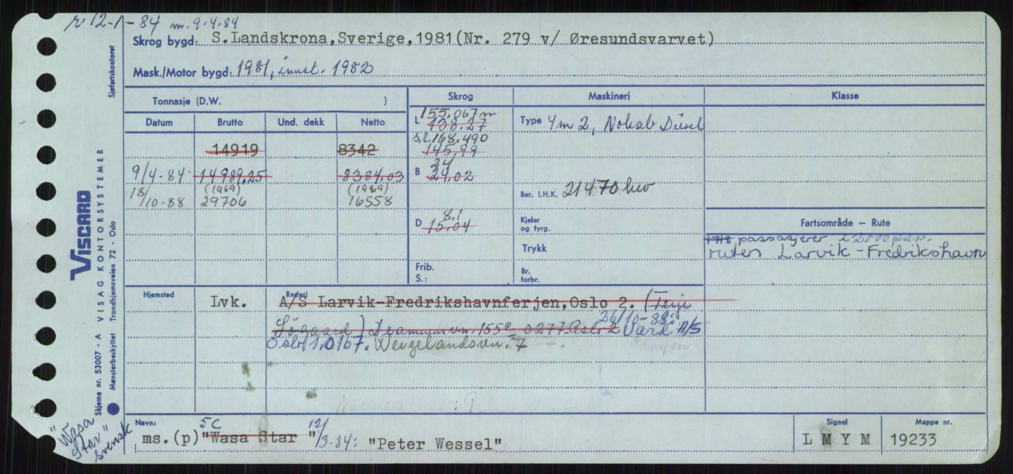 Sjøfartsdirektoratet med forløpere, Skipsmålingen, RA/S-1627/H/Ha/L0004/0002: Fartøy, Mas-R / Fartøy, Odin-R, p. 285