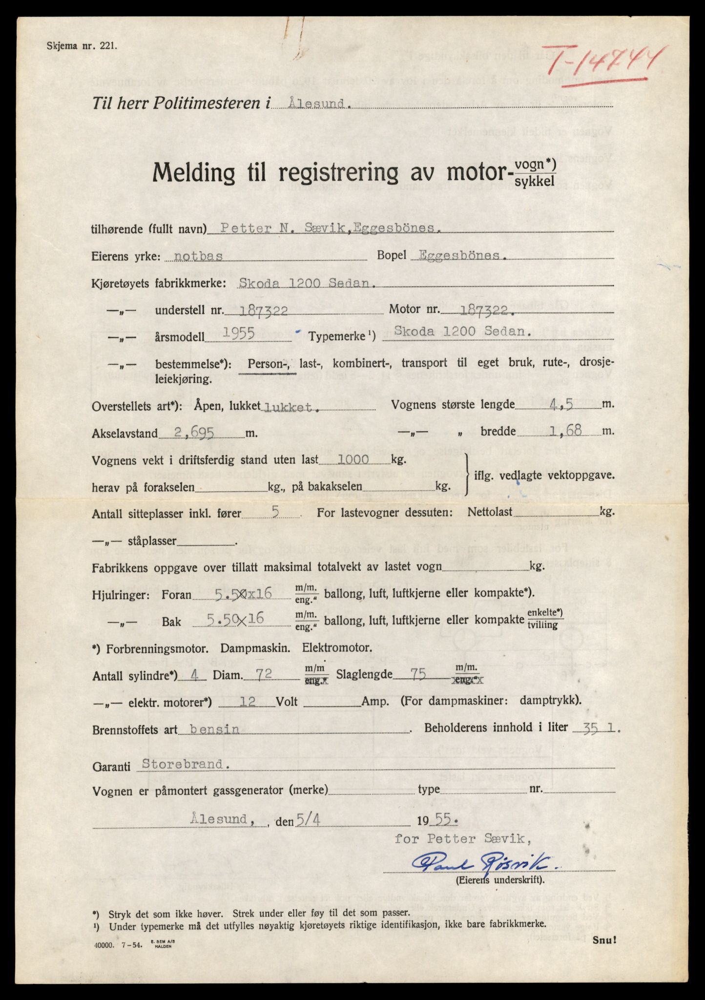 Møre og Romsdal vegkontor - Ålesund trafikkstasjon, AV/SAT-A-4099/F/Fe/L0048: Registreringskort for kjøretøy T 14721 - T 14863, 1927-1998, p. 489