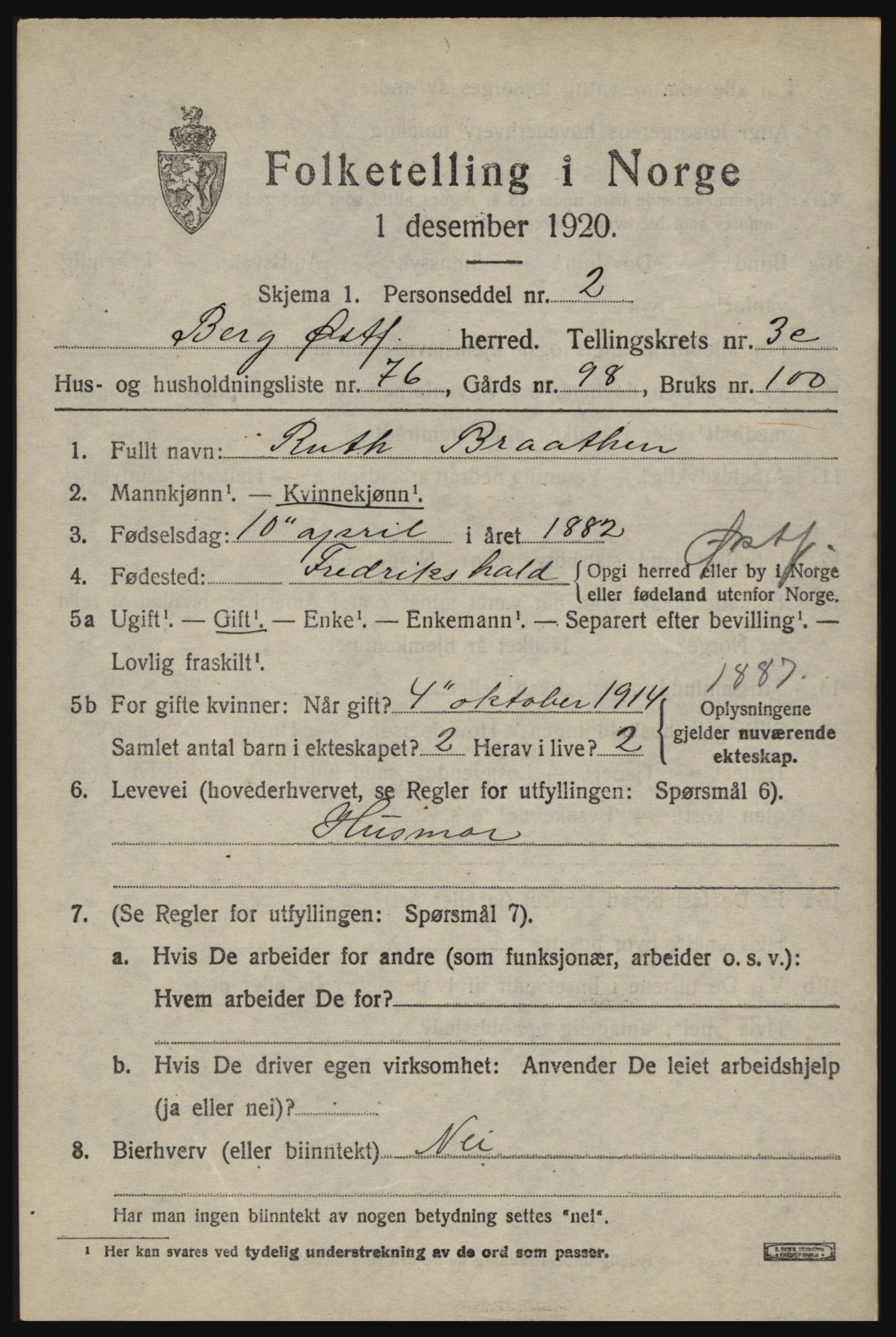 SAO, 1920 census for Berg, 1920, p. 8119