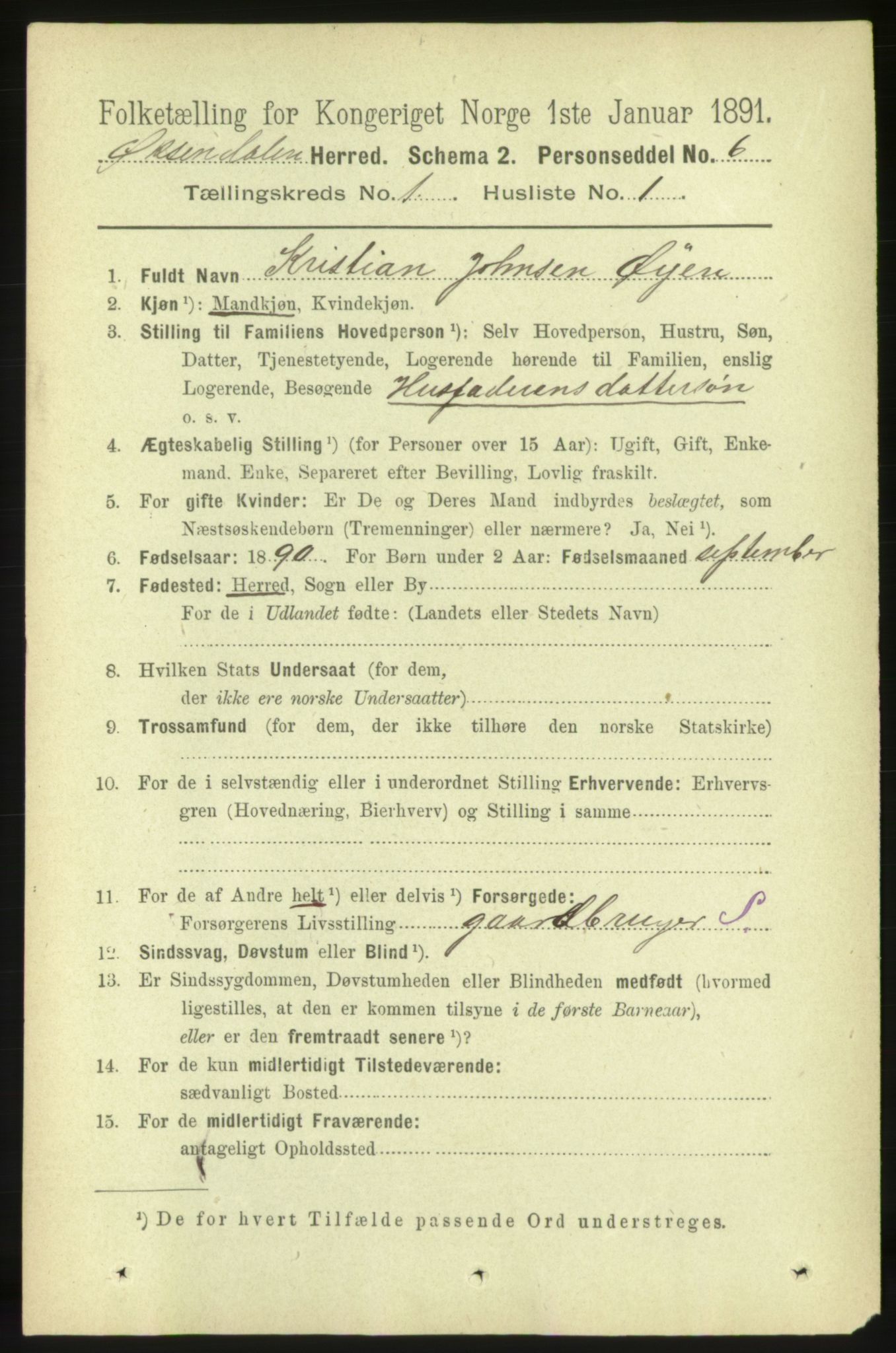 RA, 1891 census for 1561 Øksendal, 1891, p. 48