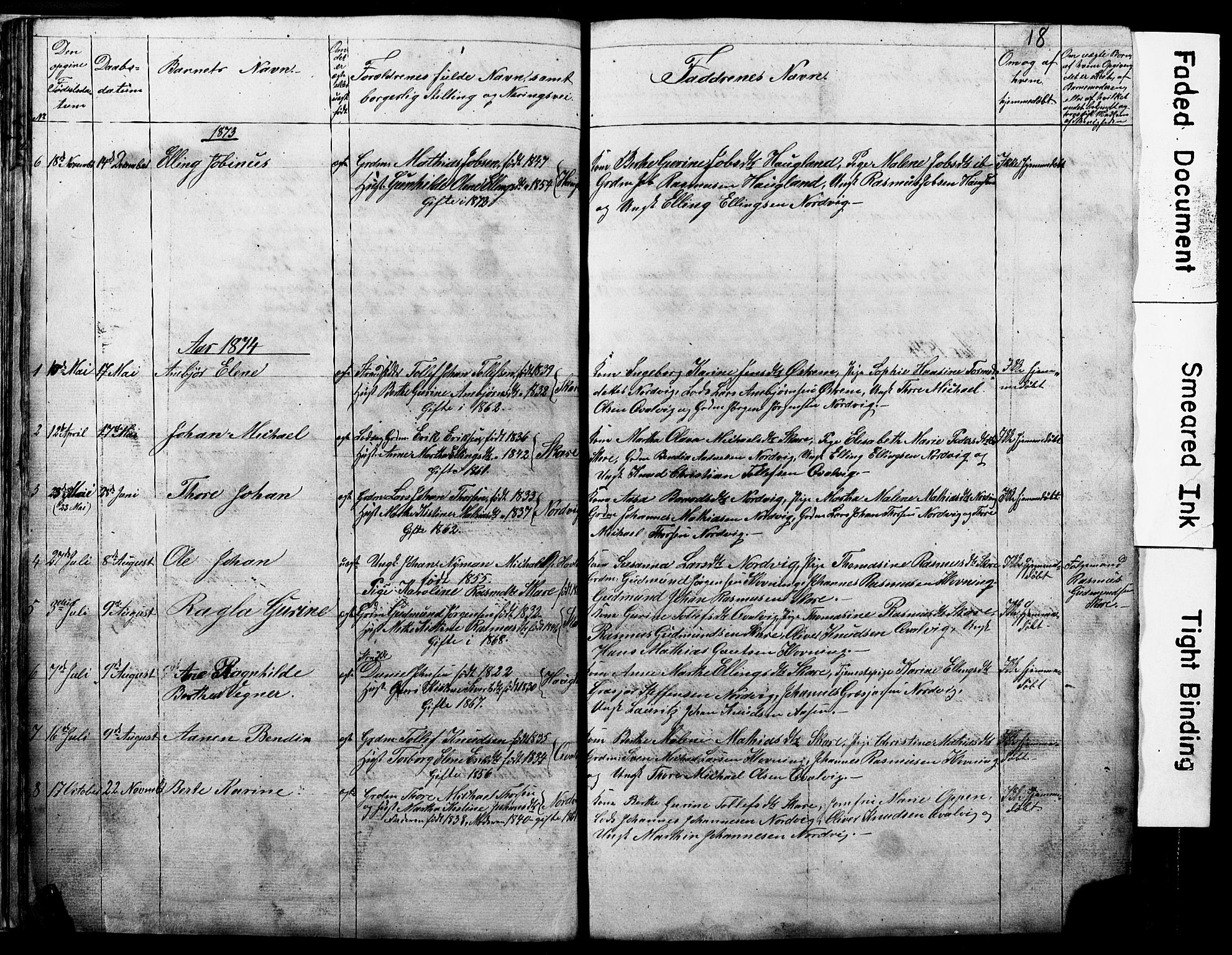 Torvastad sokneprestkontor, SAST/A -101857/H/Ha/Hab/L0005: Parish register (copy) no. B 5, 1857-1908, p. 18