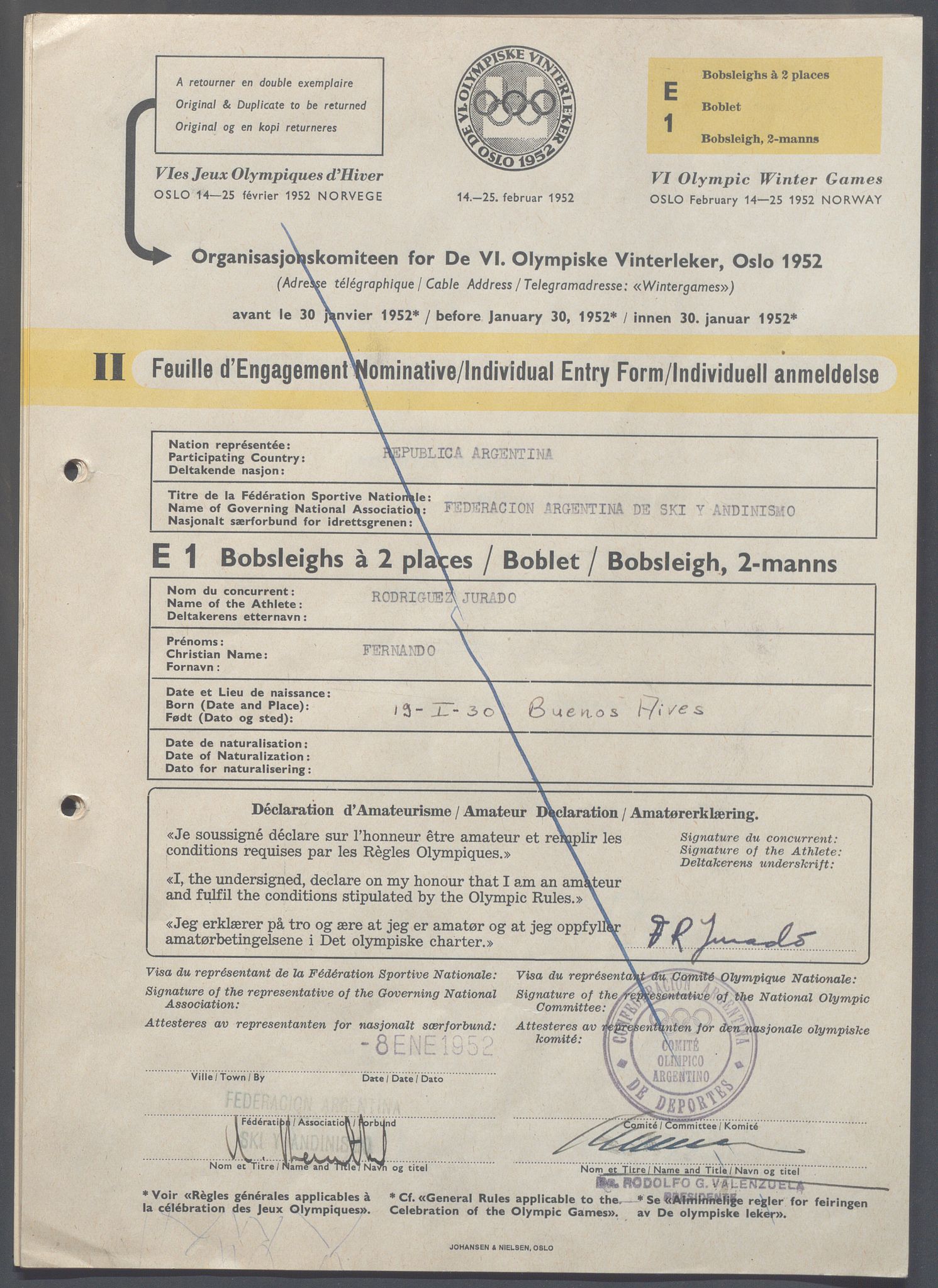 Organisasjonskomiteen for de VI. olympiske vinterleker, OBA/A-20130/H/Ha, 1951-1952, p. 1373