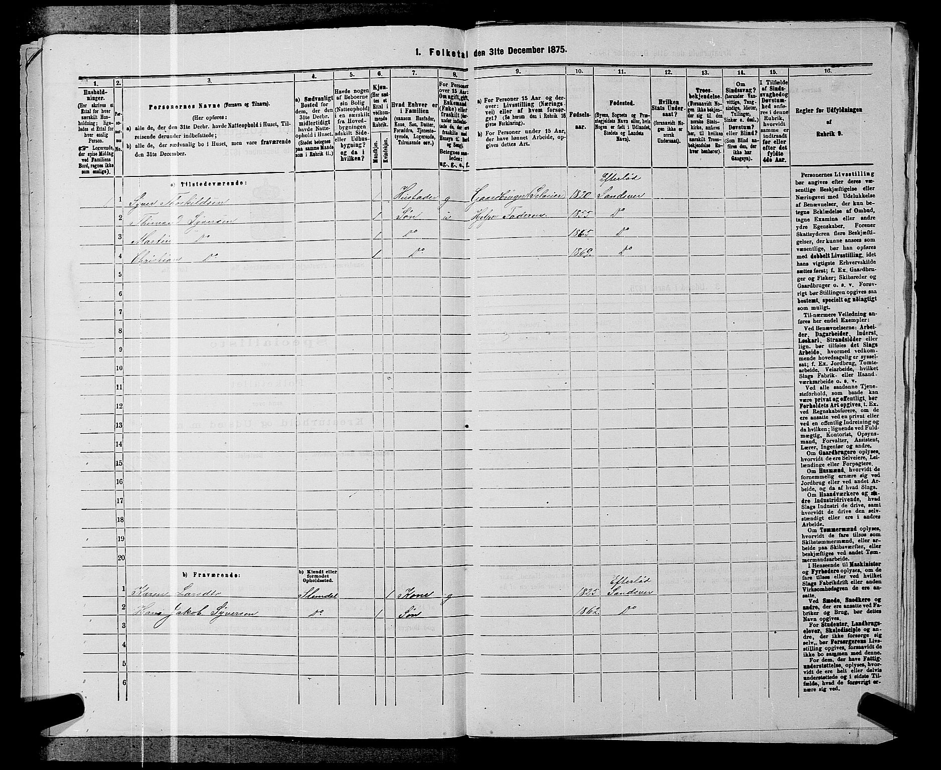 SAKO, 1875 census for 0629P Sandsvær, 1875, p. 547