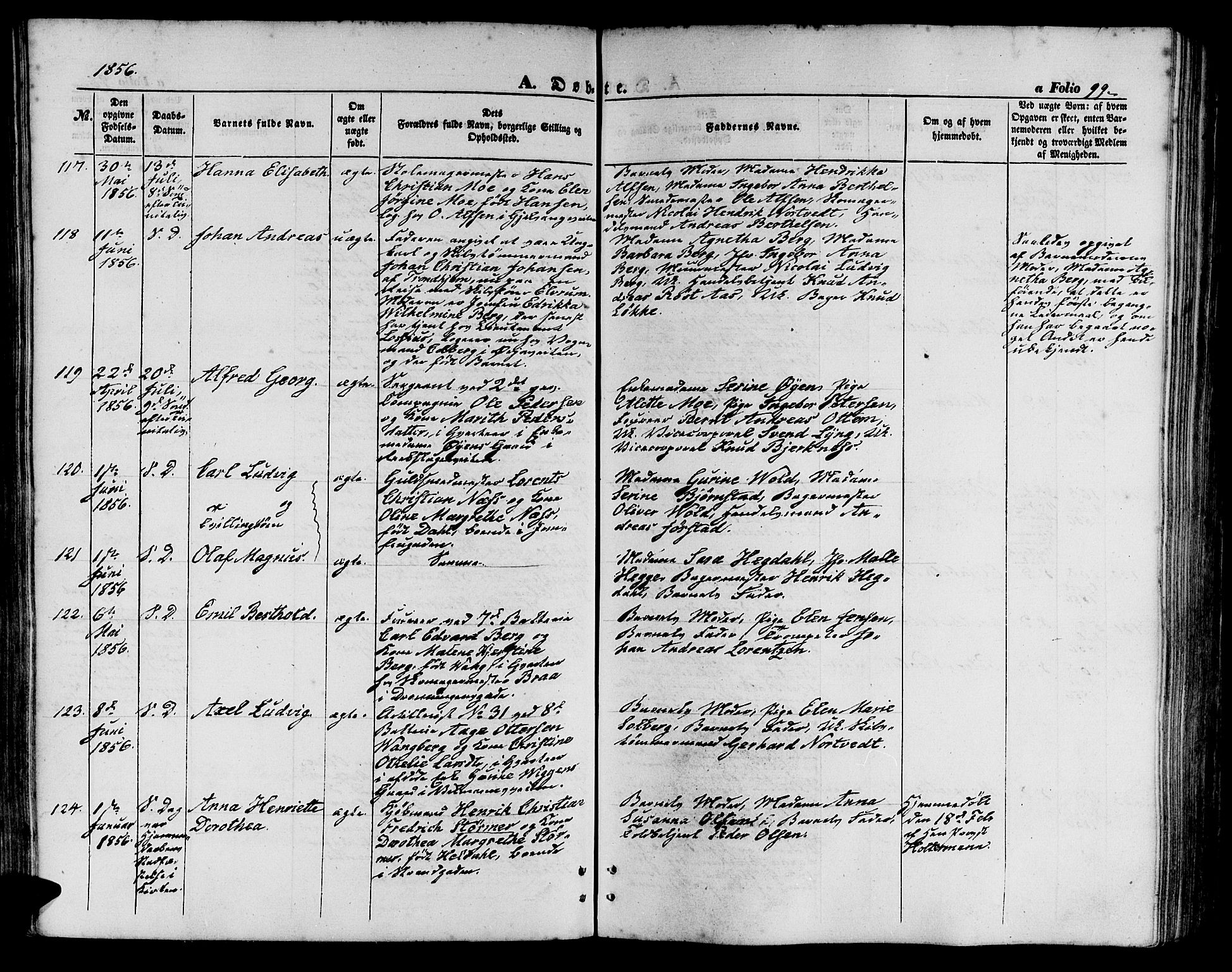 Ministerialprotokoller, klokkerbøker og fødselsregistre - Sør-Trøndelag, SAT/A-1456/602/L0138: Parish register (copy) no. 602C06, 1853-1858, p. 99