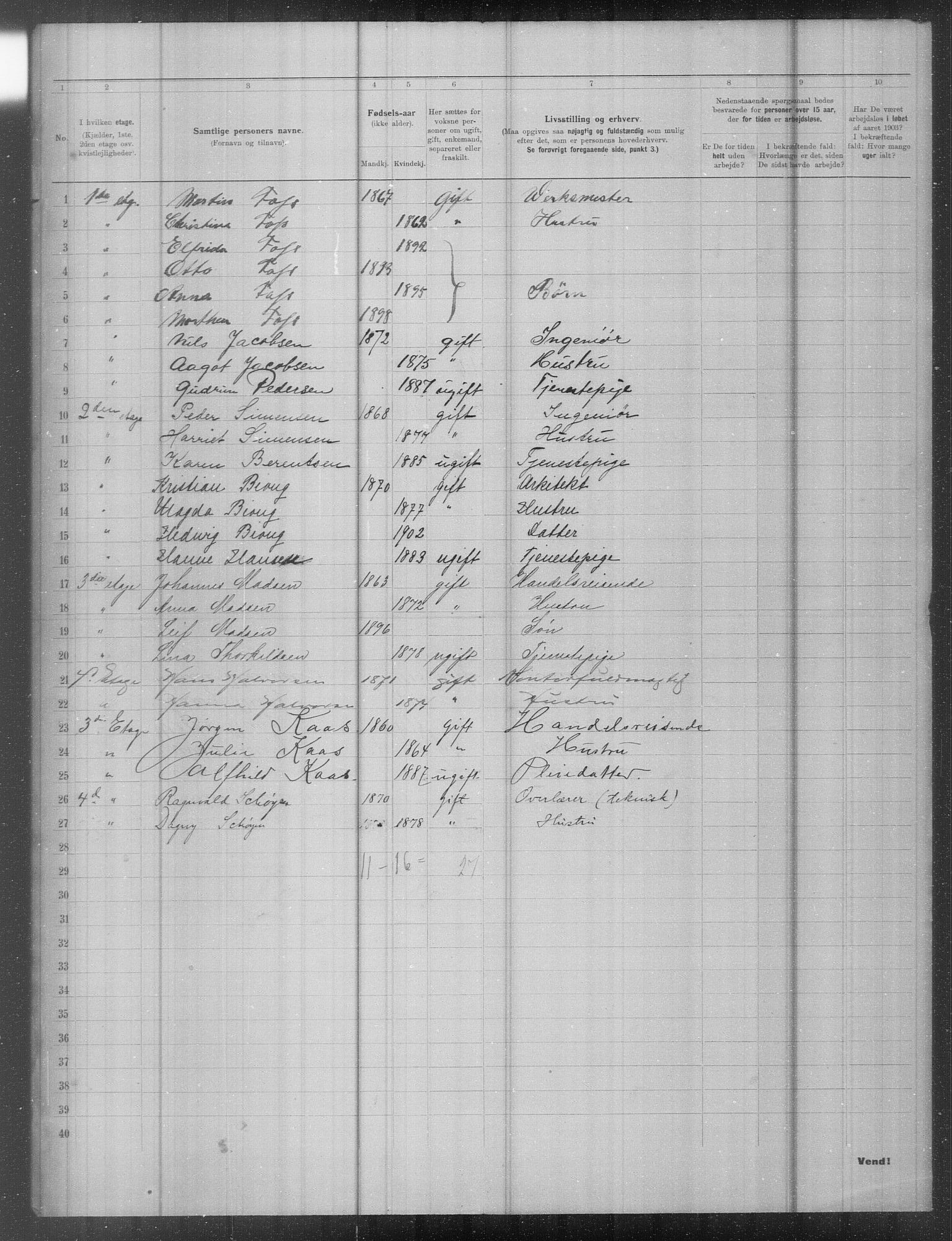 OBA, Municipal Census 1903 for Kristiania, 1903, p. 25084