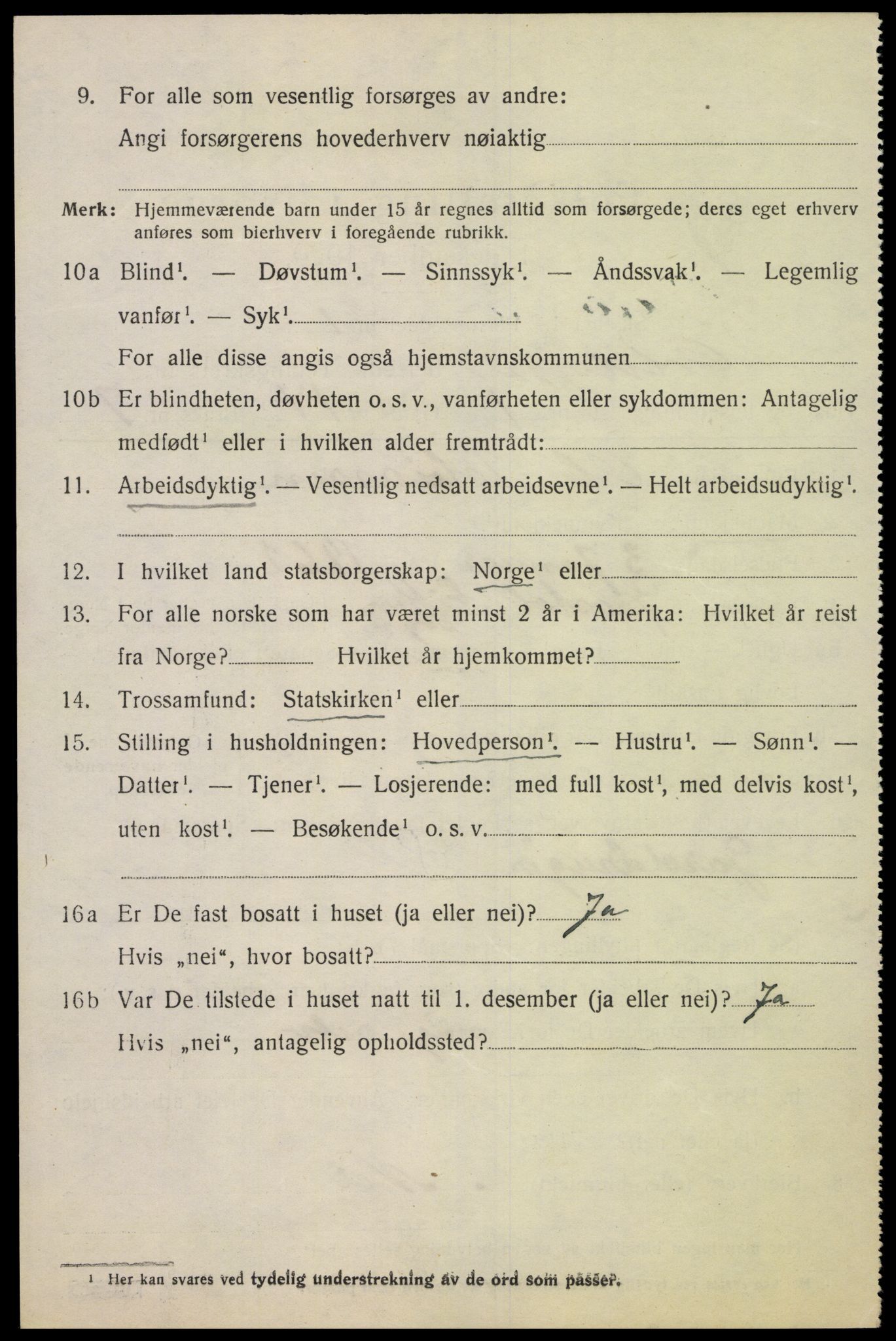 SAK, 1920 census for Oddernes, 1920, p. 4872