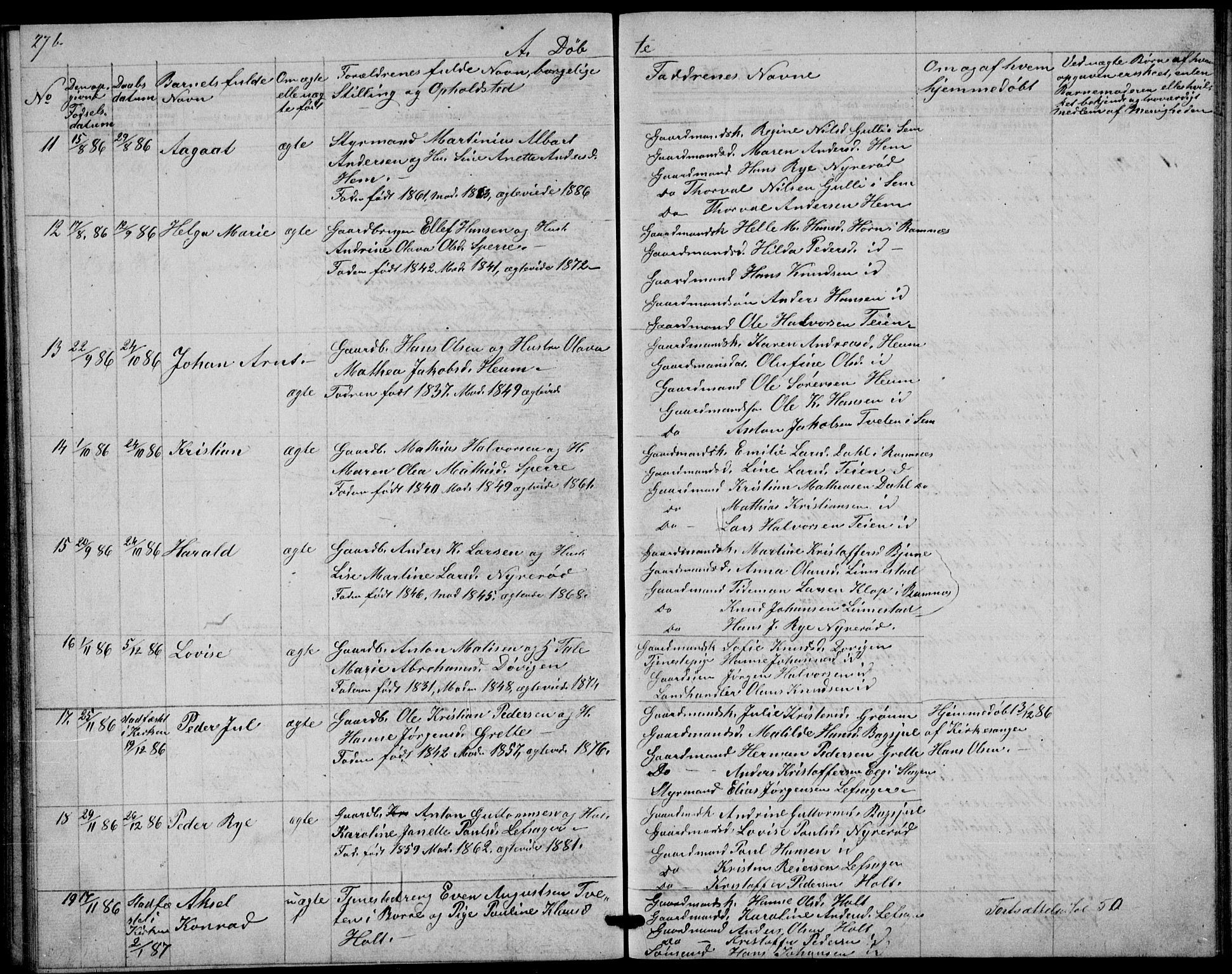 Våle kirkebøker, AV/SAKO-A-334/G/Gb/L0001: Parish register (copy) no. II 1, 1874-1891, p. 27