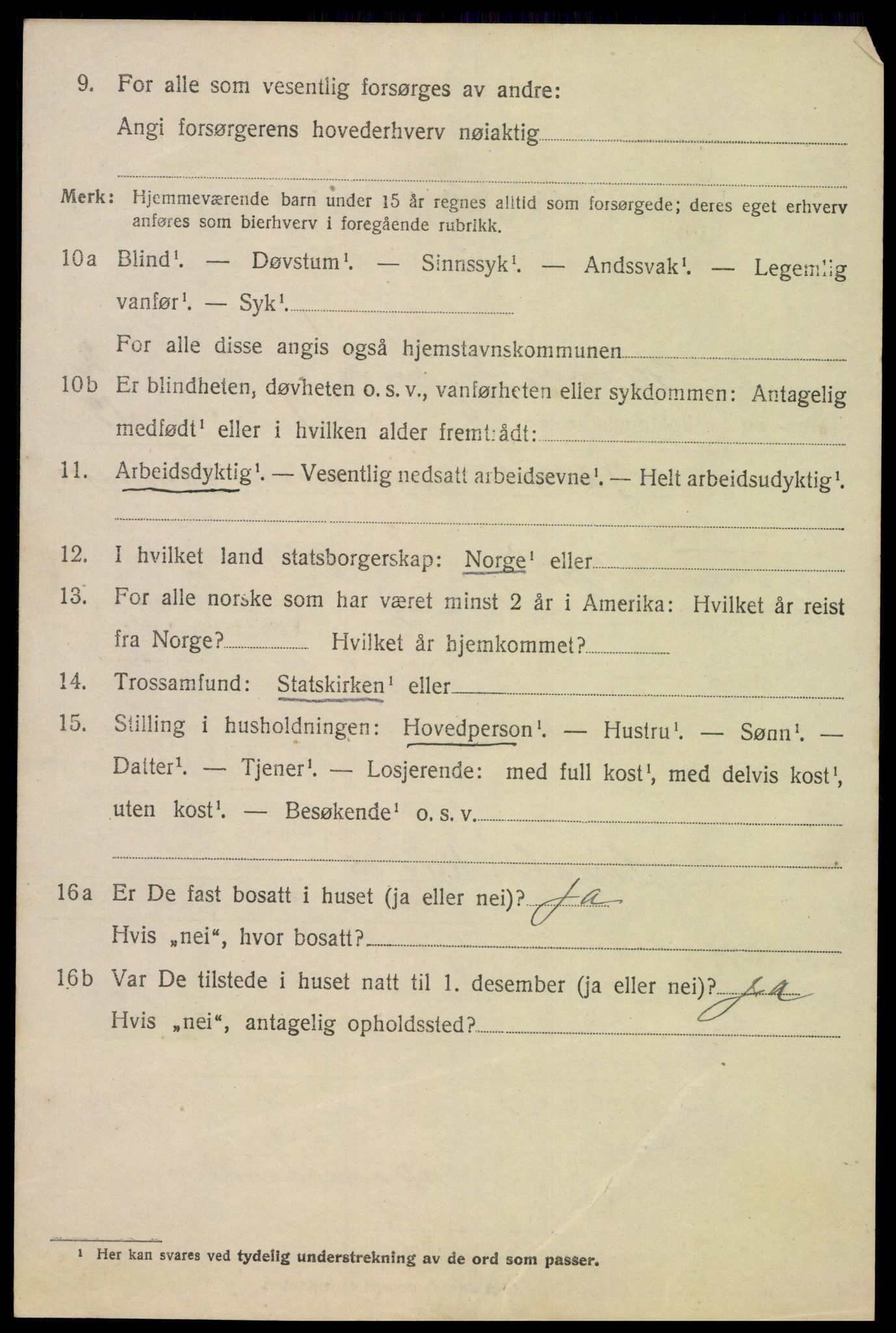 SAK, 1920 census for Høvåg, 1920, p. 1483