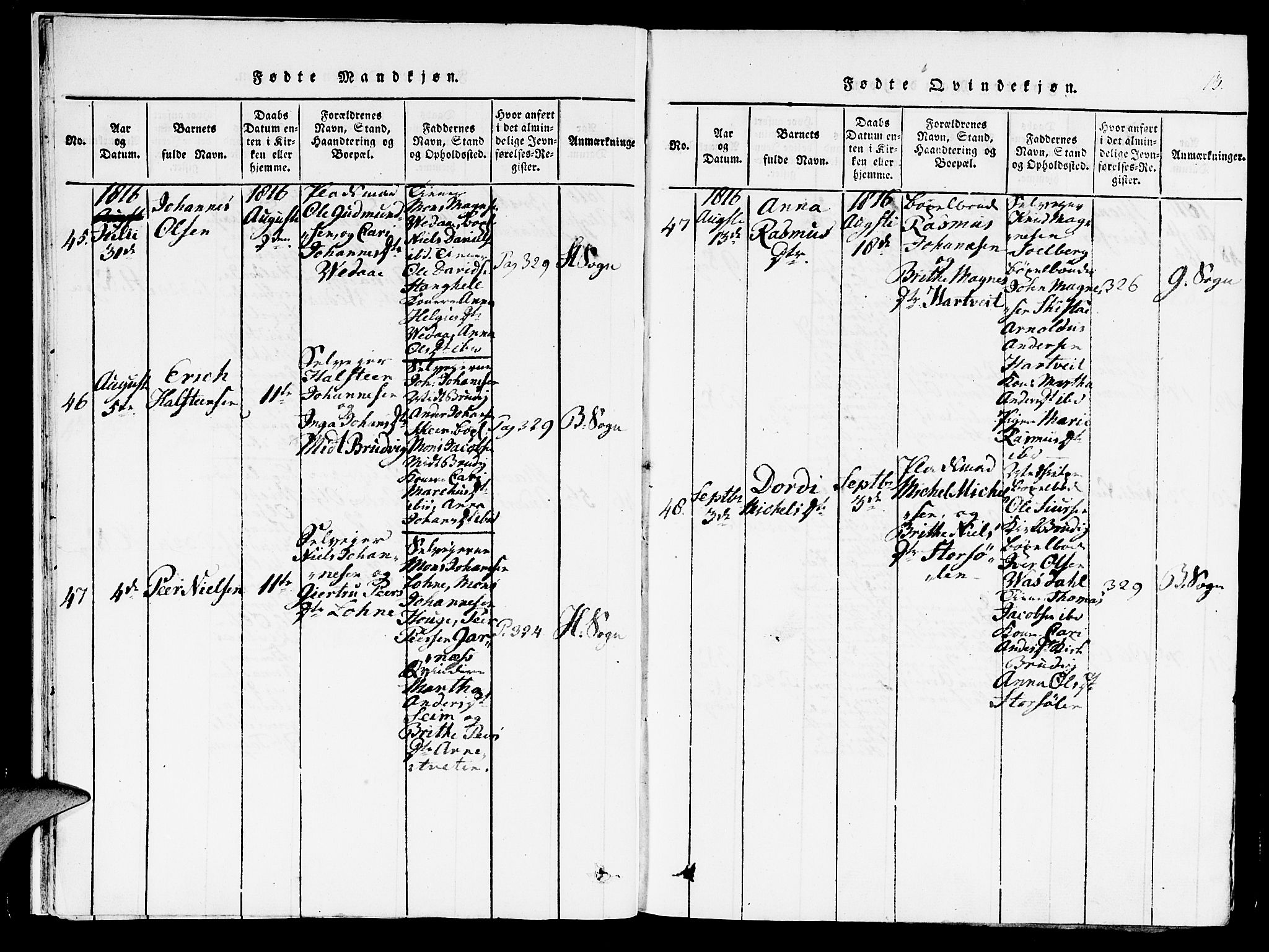 Haus sokneprestembete, AV/SAB-A-75601/H/Haa: Parish register (official) no. A 12, 1816-1821, p. 13