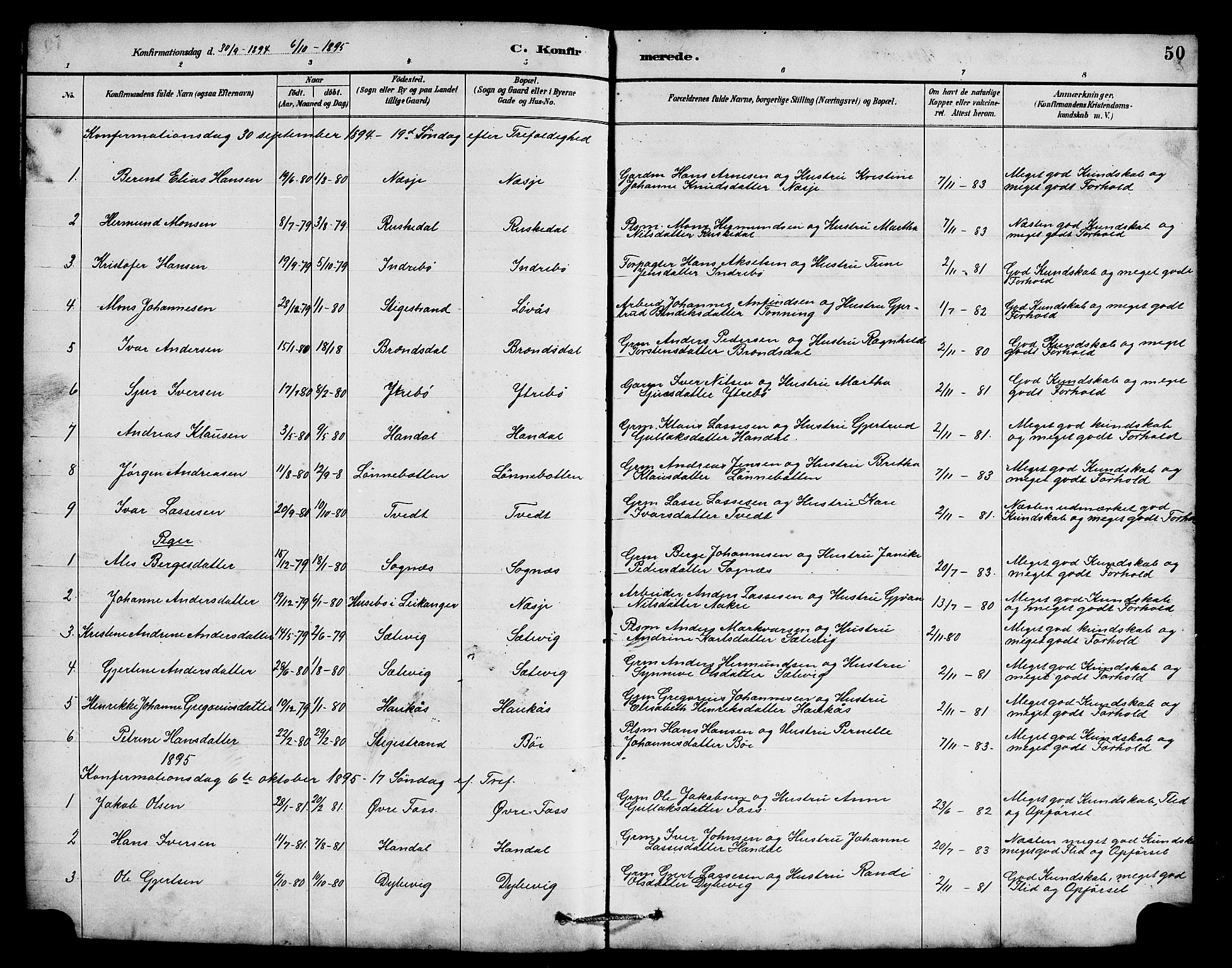 Hyllestad sokneprestembete, SAB/A-80401: Parish register (copy) no. B 2, 1889-1915, p. 50