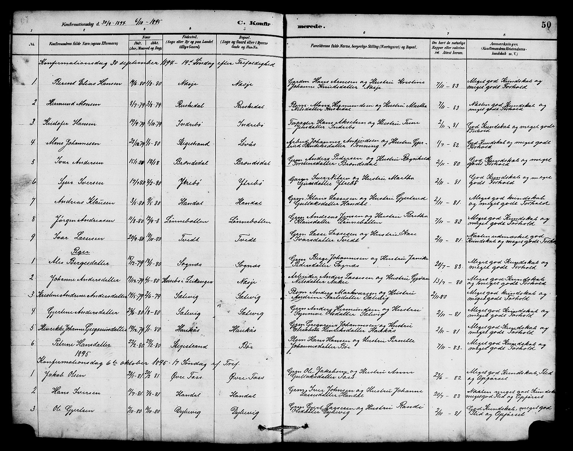 Hyllestad sokneprestembete, AV/SAB-A-80401: Parish register (copy) no. B 2, 1889-1915, p. 50