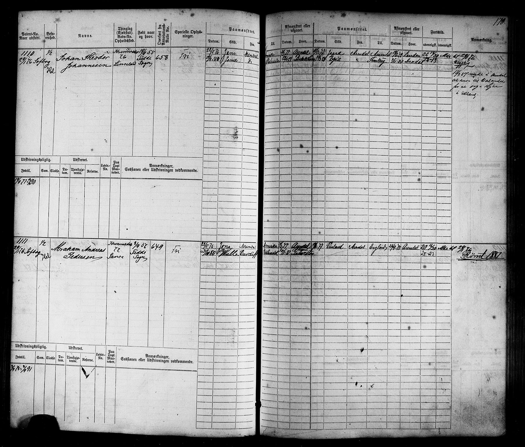 Flekkefjord mønstringskrets, AV/SAK-2031-0018/F/Fb/L0009: Hovedrulle nr 771-1533, Æ-6, 1868-1900, p. 176