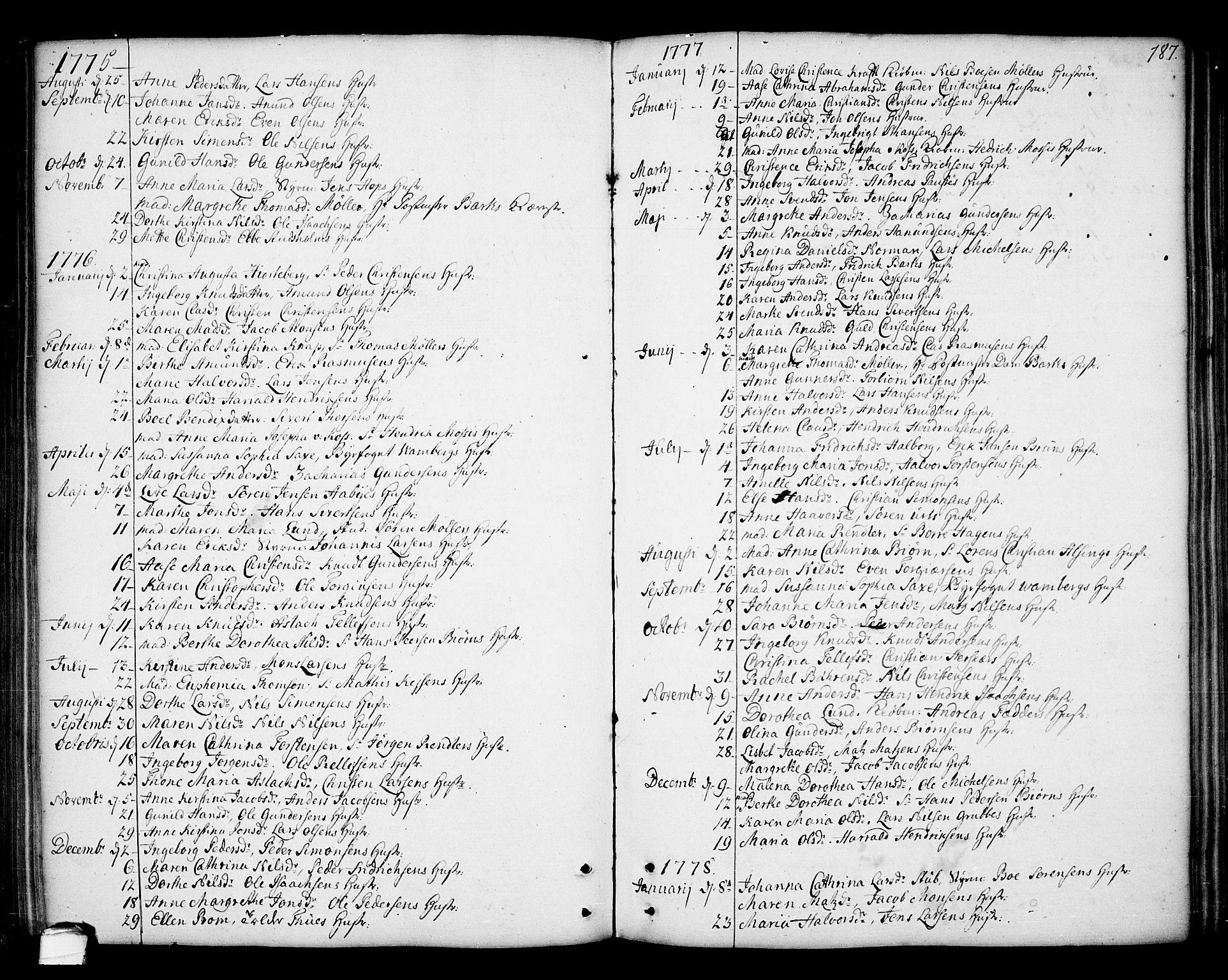 Kragerø kirkebøker, SAKO/A-278/F/Fa/L0002: Parish register (official) no. 2, 1767-1802, p. 187