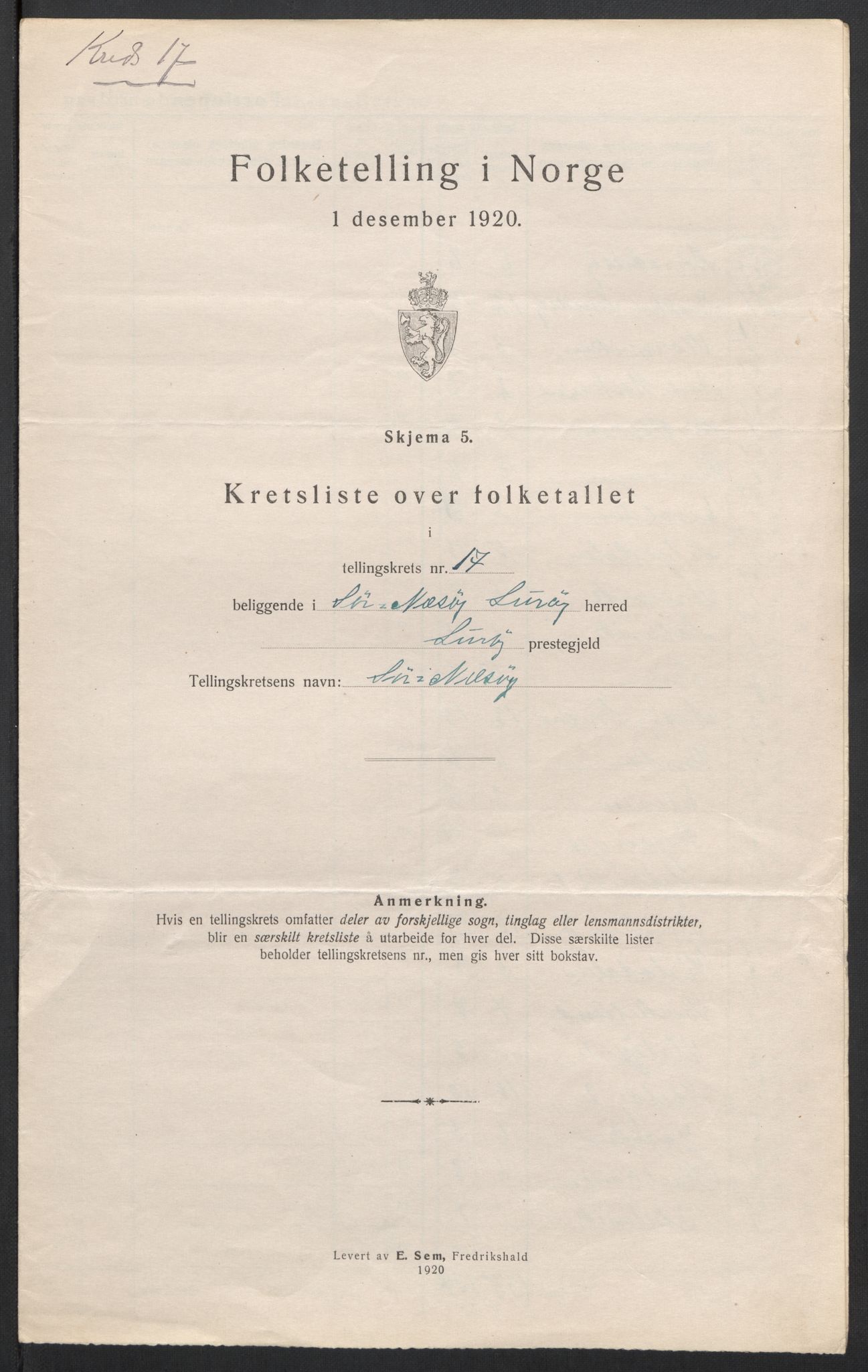 SAT, 1920 census for Lurøy, 1920, p. 58